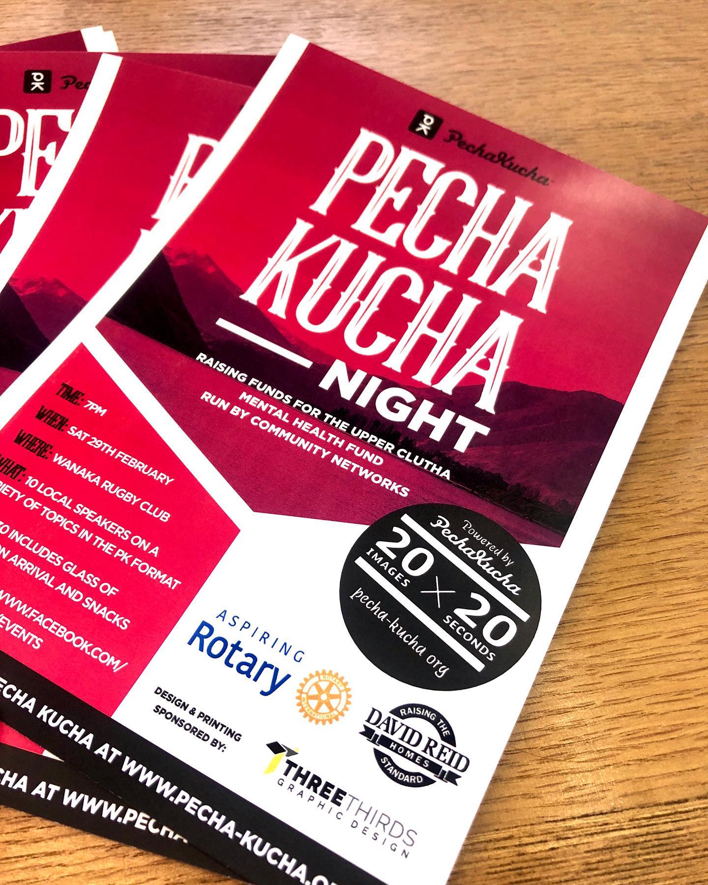 Threethirds is proud to support the Aspiring Rotary club with its upcoming Pecha Kucha night. .
10x great speakers will present 20 slides for 20 seconds each (6 min and 40 sec in total). A massive line up of incredible speakers on a wide variety of topics. .
TO BUY TICKETS: https://events.humanitix.co.nz/aspiring-rotary-pk-night .
.
.
#pechakucha #pechakuchanightwanaka #aspiringrotary #speakers #varietyoftopics #sponsoreddesignandprinting #graphicdesign #design #printing #wanaka #threethirds #threethirdsdesign
