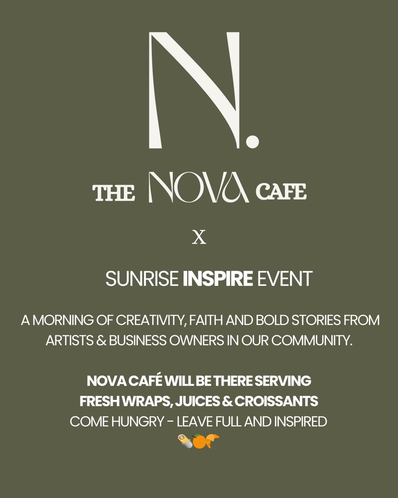 We’re excited to partner with @the.nova.cafe for INSPIRE! Join us on Sat from 9-12pm at Generation Schools Imhoff ☀️