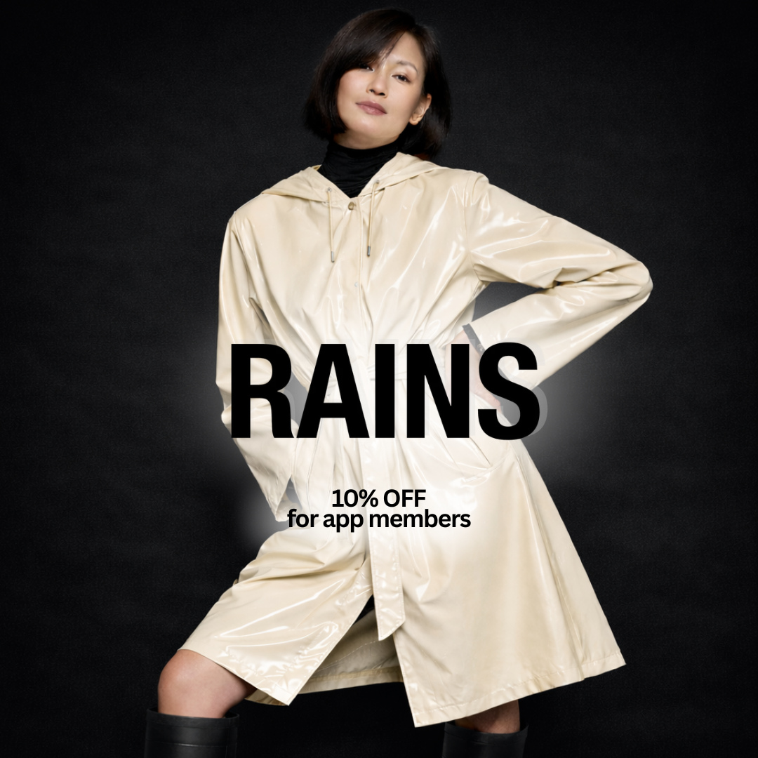 Rain is the mood. ☔️RAINS Jackets are designed for the rain and styled for the city.
✨️Exclusive -10% APP Members only✨️