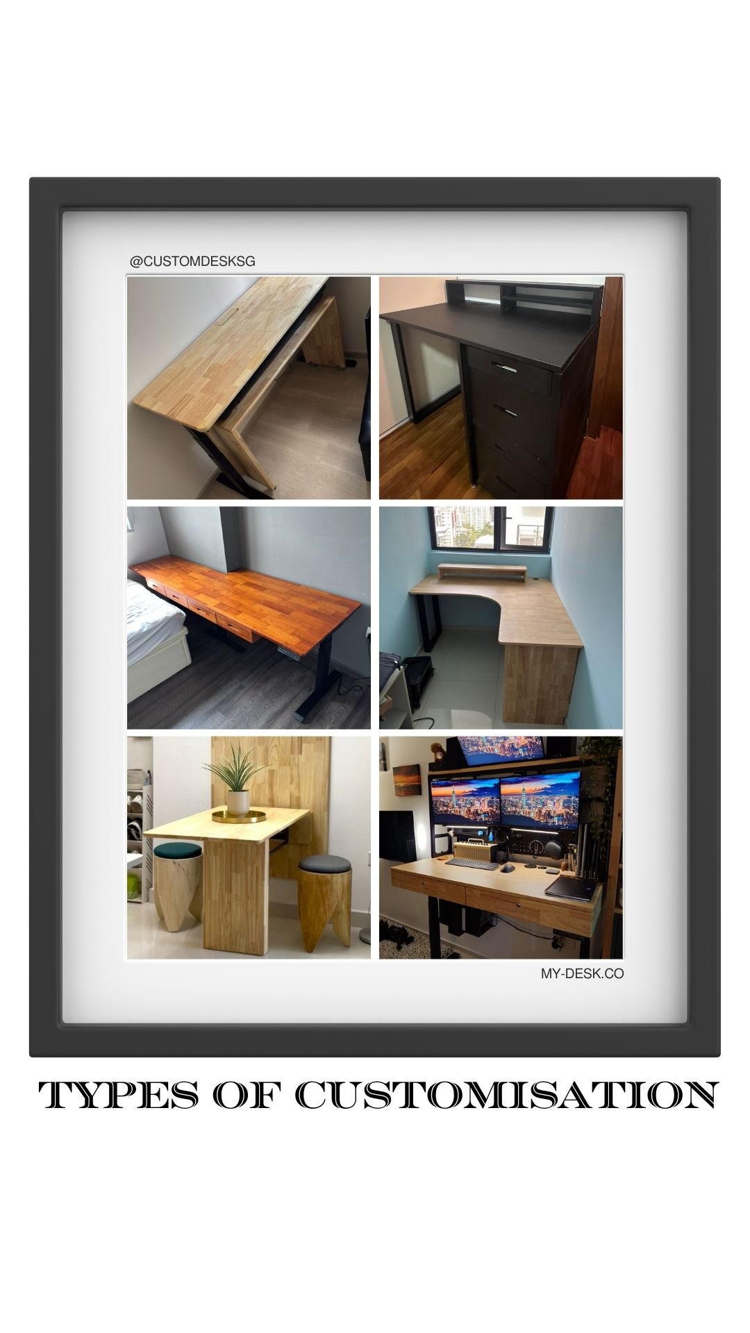 Stop trying to fit your life into a “standard” box. 📦 Whether you need 90cm for a cozy nook or 200cm for a dual-monitor powerhouse, we build it to your exact specs. 100% solid wood, no compromises.
DM your dimensions for a quick quote! 🪵✨
#CustomDesk #SGHomes #WorkFromHome #MyDeskCo