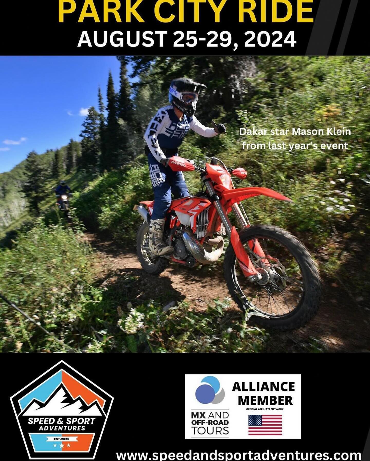 The 4th annual Park City, Utah dirt bike ride is happening August 25-29. This is a USFS-permitted ride and prices start at $3295 if you bring your own bike. A variety of rental bikes are available on a first-come, first-served basis for $700. The ride includes professional guide, luxury accommodations in a 27, 000 square-foot log cabin, food and more. Each day the group will ride between 70-110 miles of singletrack, two track and public roads. We also expect to have a celebrity guest or two, and last year rally star Mason Klein joined champs Destry Abbott, Guy Cooper and Rodney Smith at the event. Speed & Sport Adventures is the high-end tour company that is owned by a bunch of champion motorcycle racers and industry execs including Andrew Short, Ryan Sipes, Colin Edwards, Langston, Kevin Hines, Abbott, Cody Webb, Paul Krause, Matt Buyten, Destry Abbott, Jennifer Emig, and Scott Bright along with former Dirt Rider magazine editors Mark Kariya and Ken Faught. For more information check out speedandsportadventures.com. Off-Road Travel TV will also be filming the even for a segment on MavTV. Hope to see you there. #dirtbikes #adventure