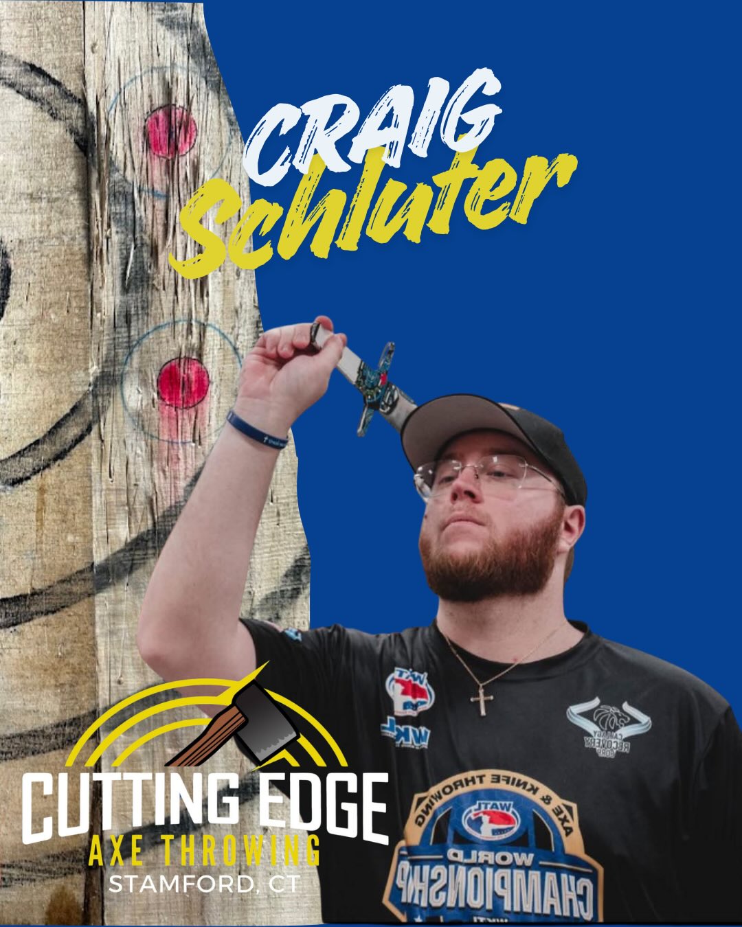 Welcome back to Worlds Wednesday! 🪓 🌎 🗡️ The World Axe and Knife Throwing Championship will be this April and we are so proud of all of the people who will be representing Cutting Edge Axe Throwing there! This week we celebrate Craig! We are so proud of you Craig! #watl #wktl #axethrowing #knifethrowing