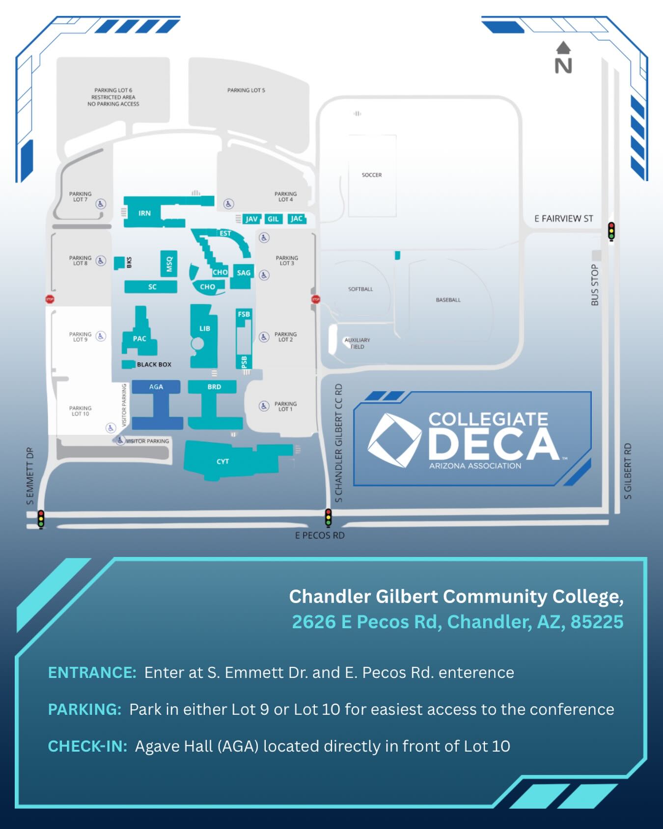 Arizona Career Development Conference Map! 🗺️ The State Officer Team is excited to see all of our Arizona Collegiate DECA member tomorrow!