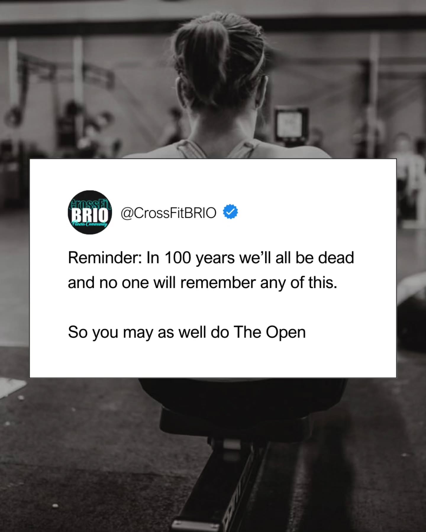Here for a good time, not a long time 💚🤠🤘
Maybe a tad nihilistic, but it's actually very freeing when you realize that everything you're worried about or afraid of really doesn't matter too much in the grand scheme of things! Can you even name all 8 of your great grandparents???
Absolutely no one will remember whether you made that clean, got that muscle up, or what your score was on 26.1, but your life will be better NOW because you did something hard and fun with your friends!
Squeeze the juice, as they say... every drop of fun and adventure that life has to offer.
#intheopen #dohardthings #fitnessisfun #crossfitaffiliate #teambrio
