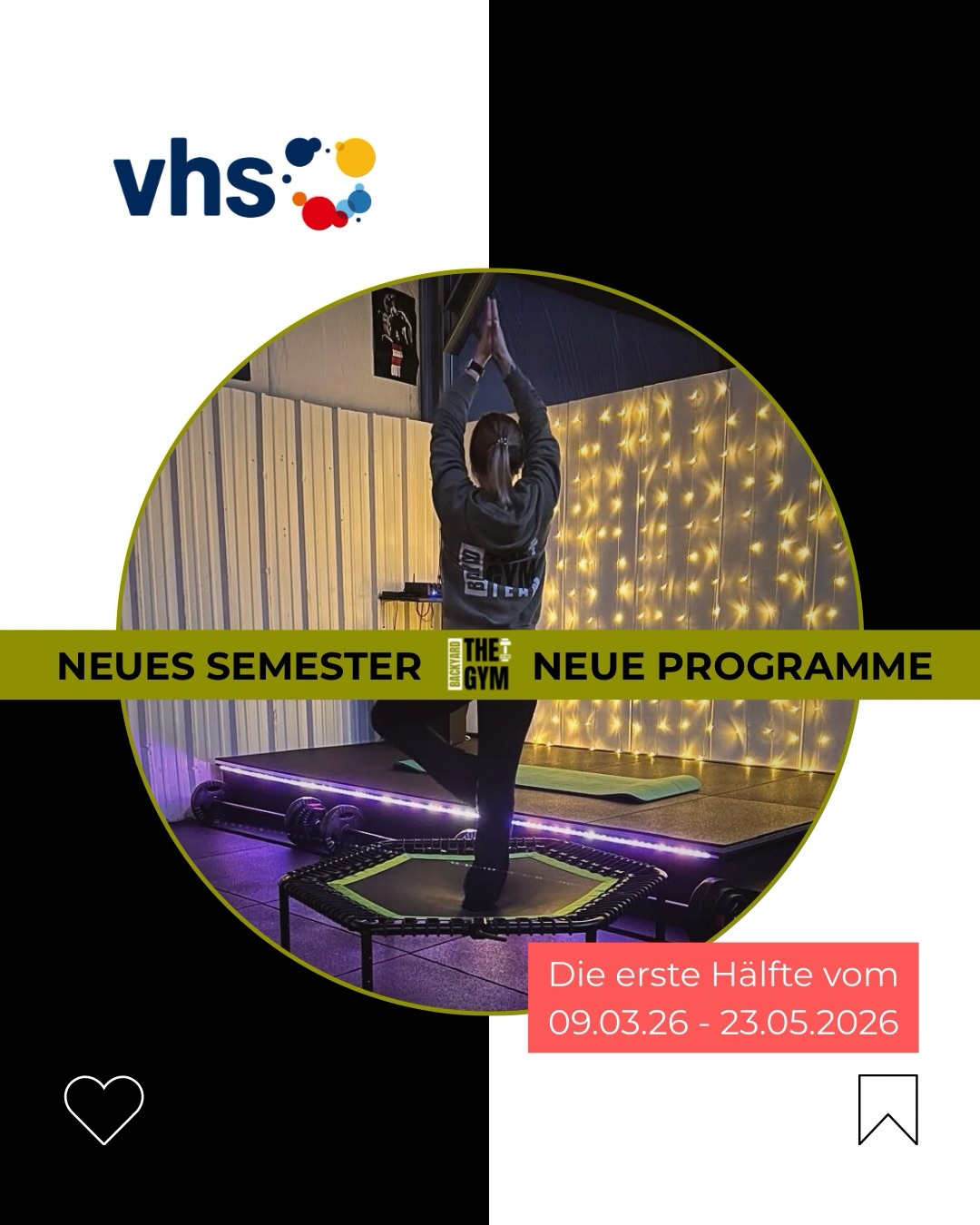 📣 Die neuen @vhs.saarland Programme sind ab heute online und du kannst dich ab sofort für deinen Lieblingskurse anmelden 🤩
Im @the.backyardgym erwarten dich gleich 3(!) neue Kursformate zusätzlich zu den bereits bekannten Kursen 😏
👉🏼 Swipe mal durch um alle Programme kennenzulernen
ℹ️ Das neue Semester startet bereits am 09.03.26, also schnell anmelden und dabei sein!
💛 Ich freu mich auf euch und eure Energie
#vhs#vhssaarbrücken#volkshochschule#püttlingen#thebackyardgymsaar