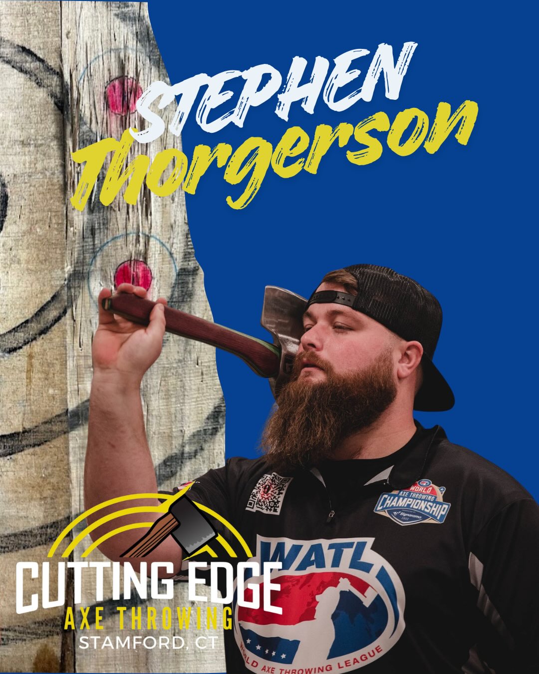 Welcome back to Worlds Wednesday! 🪓 🌎 🗡️ The World Axe and Knife Throwing Championship will be this April and we are so proud of all of the people who will be representing Cutting Edge Axe Throwing there! This week we celebrate Thor! We are so proud of you Thor! #watl #wktl #axethrowing #knifethrowing