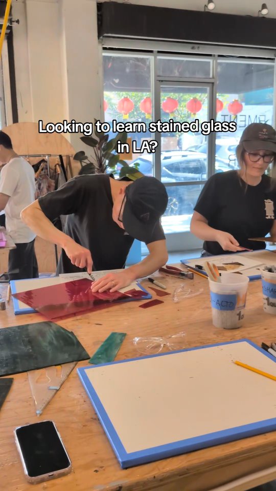 Stop by Element Art Center in Chinatown, LA! Find our class schedule at the link in our bio 🔗 #LA #stainedglass #fyp #stainedglassart #thingstodoinla