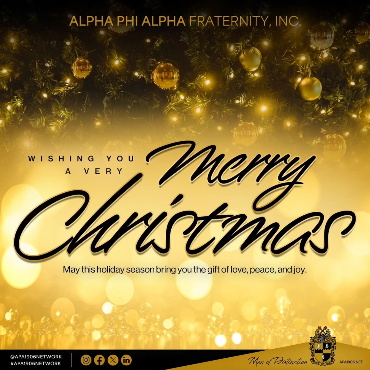 A very Merry Christmas from the Men of Alpha Phi Alpha Fraternity, Inc. - Epsilon Lambda Chapter! Wishing you love, joy, and peace this season and all the rest of your days. Enjoy your day in remembrance and celebration of this season of love and giving.
#stlalphas #AlphaPhiAlpha #Epsilonlambda1919 #MenOfDistinction #merrychristmas