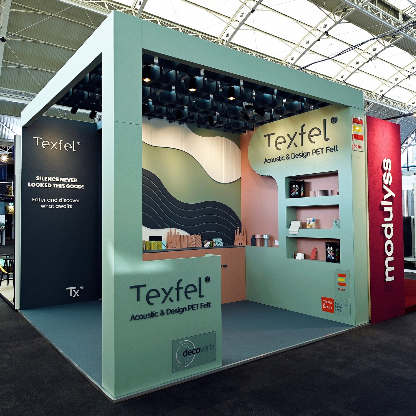 Last week we were at the Business Design Centre in London for the Workspace Design Show London, building stands for Decoverb Ltd / Texfel® , Amron Architectural Ltd and Formica Group Europe.
As last year, Texfel's stand construction itself was cladded in their own supplied felt acoustic panels.
A particularly eye-catching feature was the illuminated sensory corridor; lined with mirrors and multicoloured LED, it was designed to minimise sound penetration - quite an experience for anyone standing inside!
We love working with brands to integrate their own materials and product offerings into their stand design; if you've got a unique project with special requirements, don't hesitate to get in touch!
💻 https://www.esm-uk.com/
📧 sales@esm-uk.com
📞 01795 713086
@workspacedesignshow
@decoverbeurope @texfel_designfelt @amron_architectural @formicagroupeu
#wds #workspacedesignshow #design #build #businessdesigncentre #bdc #london