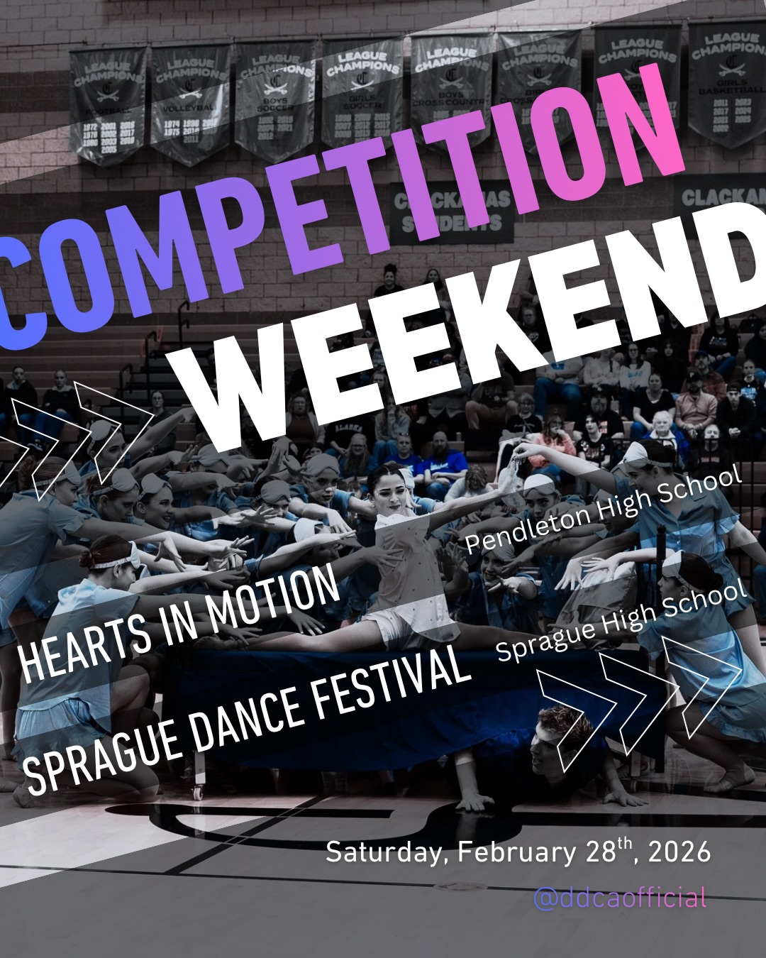 It’s another competition weekend! There’s 2 left until State championships. Say you’ll be there!
This weekend will be hosted by @rhythmicmodedanceteam at Pendleton and @olydt at Sprague. Check out their pages for more details!
#3weekstostate #statszn #danceteam #DDCA