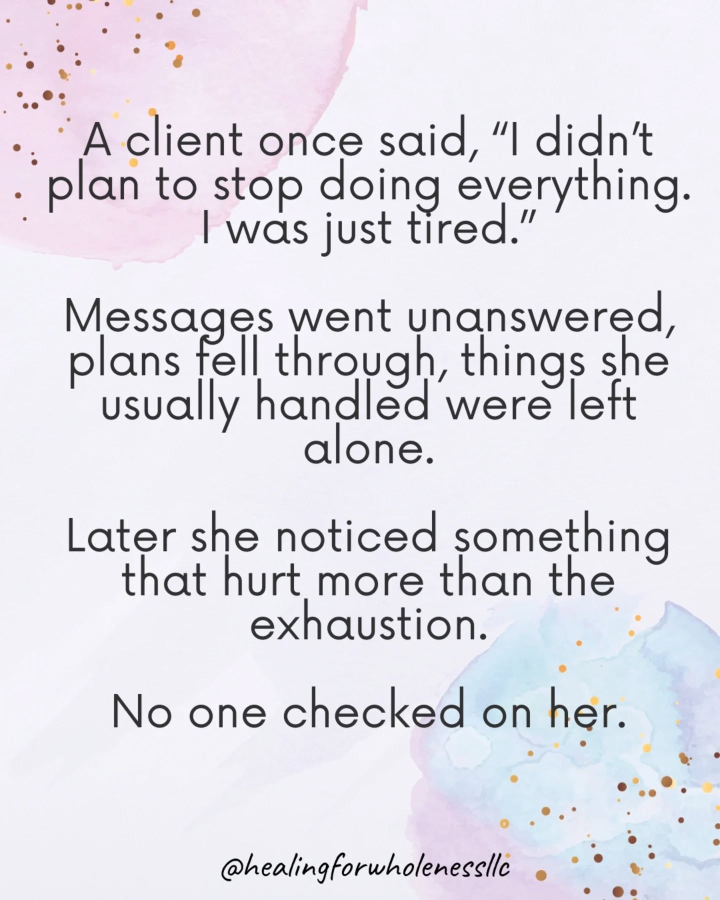 A number of clients have described a moment like this.
They reach a point where the effort it takes to keep everything moving becomes too much. They stop responding the way they usually do. Messages sit. Responsibilities go untouched.
Often, there is a quiet assumption that someone will notice the change.
What many describe first is surprise.
They are used to noticing when others seem different- They pick up on shifts in tone, in responsiveness, in energy. Reaching out when something seems off is second nature to them.
So when their own silence passes without comment, the realization can feel disorienting.
It brings attention to something they had not fully seen before: how much care they have been carrying, and how accustomed others have become to receiving it.
#overfunctioning
#burnoutrecovery
#blackwomensmentalhealth
#traumainformedtherapy
#emotionalneglect