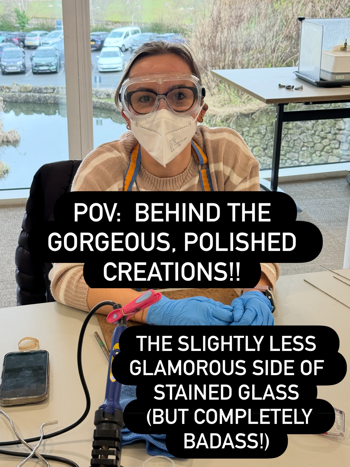 POV - when you turn up at a creative glass workshop on a beautiful Saturday morning to make something pretty, and your tutor dresses you up like a mad scientist 𤣠#safetyfirst
Stained glass - the perfect combination of creativity, beauty & finesse, but also technical and applied skills that are completely badass (but less glamorous š¤£)ā¦.. itās why I (& all my students!) love it!!!
The flower making group on Saturday absolutely bossed this - how gorgeous and unique are their creations?
Who wants to have a go? Iāve been asked to put another session on in March / April time in Keswick, and we will have 2 seats going spare at the bench?!
#LakeDistrict #CreativeWorkshop #GetCreative #StainedGlass
@visitkeswick @visit_eden @edenvalleyartisticnetwork @arts_cumbria @rheged_centre @contemporaryglasssociety @the_makers_mill @hare_hill_barn @thehappyherdwick @blackwellartsandcrafts @lakeland_arts @make_it_at_market @bbc @wordsworthgrasmere @whatsonincumbria @cumbrialifemag