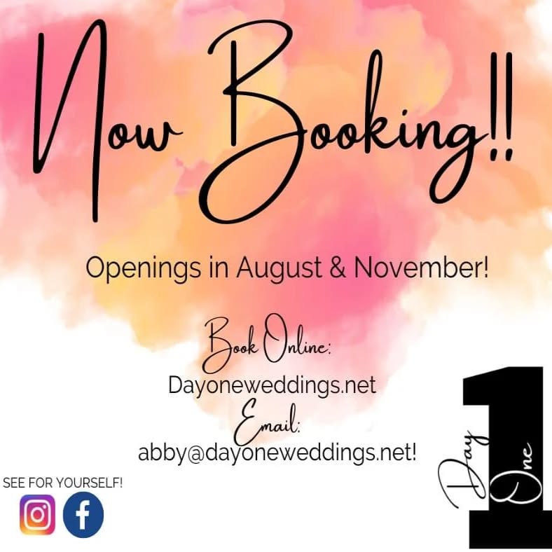 Getting Married in August or November? Let me make your day stress-free so you can enjoy every moment!
Find information and pricing at www.dayoneweddings.net or send me a message to get started!
#dayofcoordinator #dayoneweddings
