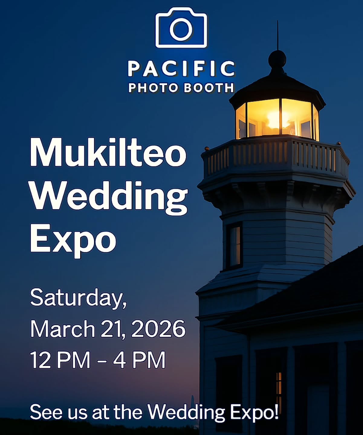 Mark your calendars for March 21st, 2026 at Rosehill Community Center for the wedding expo! We will be there from 12-4PM #mukilteo #rosehill #pacificphotobooth #photoboothrental