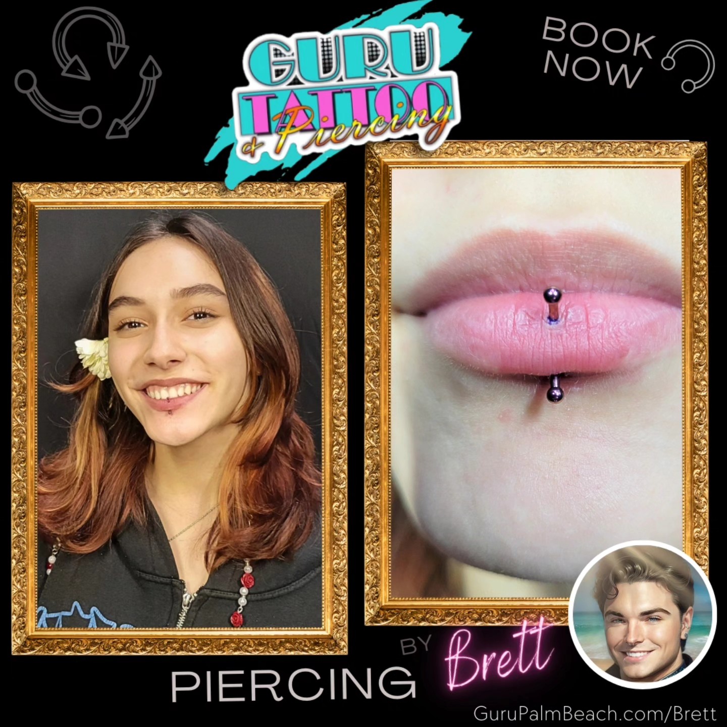 Brett's expertise in body piercings shines in this perfectly executed vertical labret! This bold yet elegant placement enhances the natural shape of the lips, adding a unique edge to the wearer’s look. The choice of dark jewelry complements the style while maintaining a sleek and professional finish.
Looking for a piercing that makes a statement? Brett’s precision and artistry guarantee results you'll love.
💎 Piercings by Brett – Precision, Style, Confidence.
📍 Guru Tattoo & Piercing, Palm Beach
🌐 GuruPalmBeach.com/Brett
Ready to elevate your style? Book your appointment today!