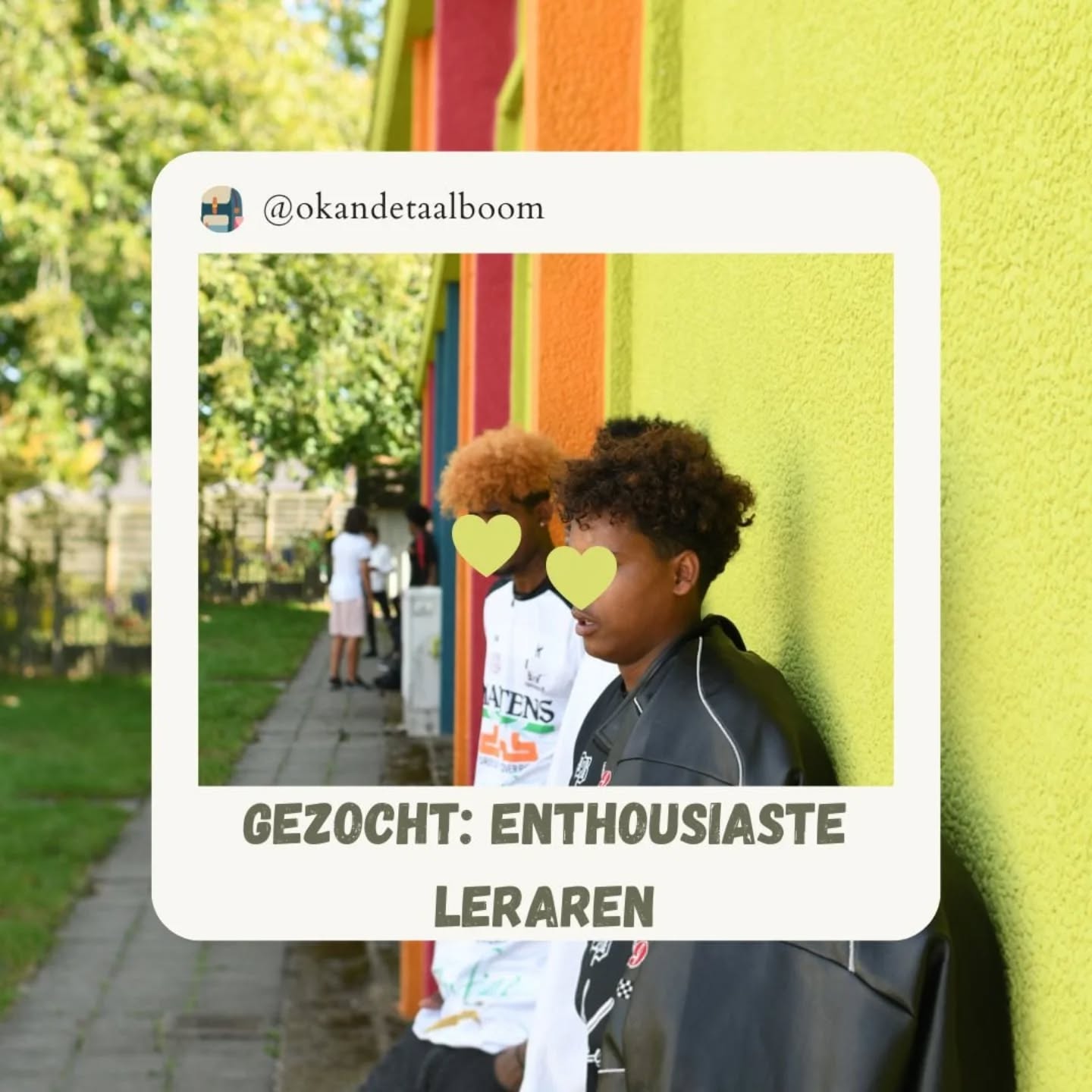 OKAN DE TAALBOOM is per direct op zoek naar enthousiaste leraren om ons team te vervoegen.
Op de website van de vdab vindt u verdere informatie:
1) https://www.vdab.be/vindeenjob/vacatures/73148167
2) https://www.vdab.be/vindeenjob/vacatures/73143271
Hopelijk zien we elkaar snel! π€©