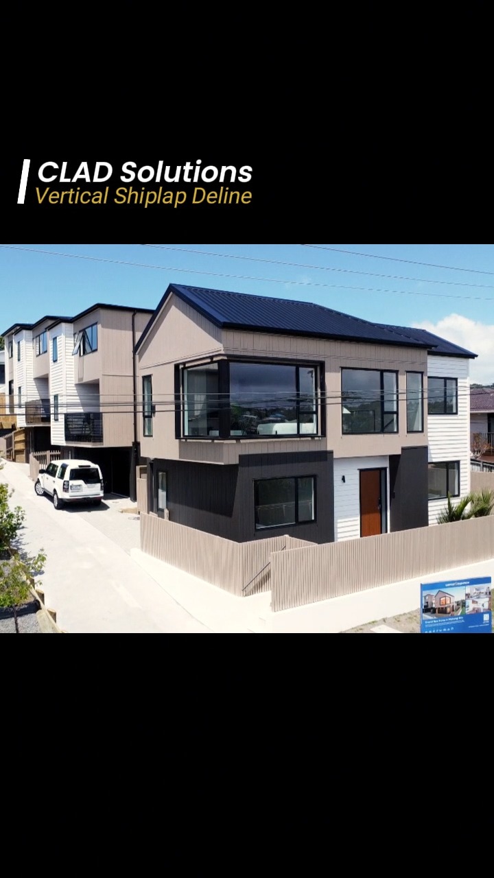 Built for the slope and the view.
This four-home development in Mairangi Bay pairs dark grey Vertical Shiplap with timber-toned accents and crisp white Bevelback to create depth, contrast, and clean modern lines.
Subtle profile variations add interest, while a wide picture window captures views out to Rangitoto and the sea.
✨ Shera fibre cement | Vertical Shiplap MS200
👉 Talk to us about your project
#CLADSolutions #cladding #nzhome #fibrecement #shiplap