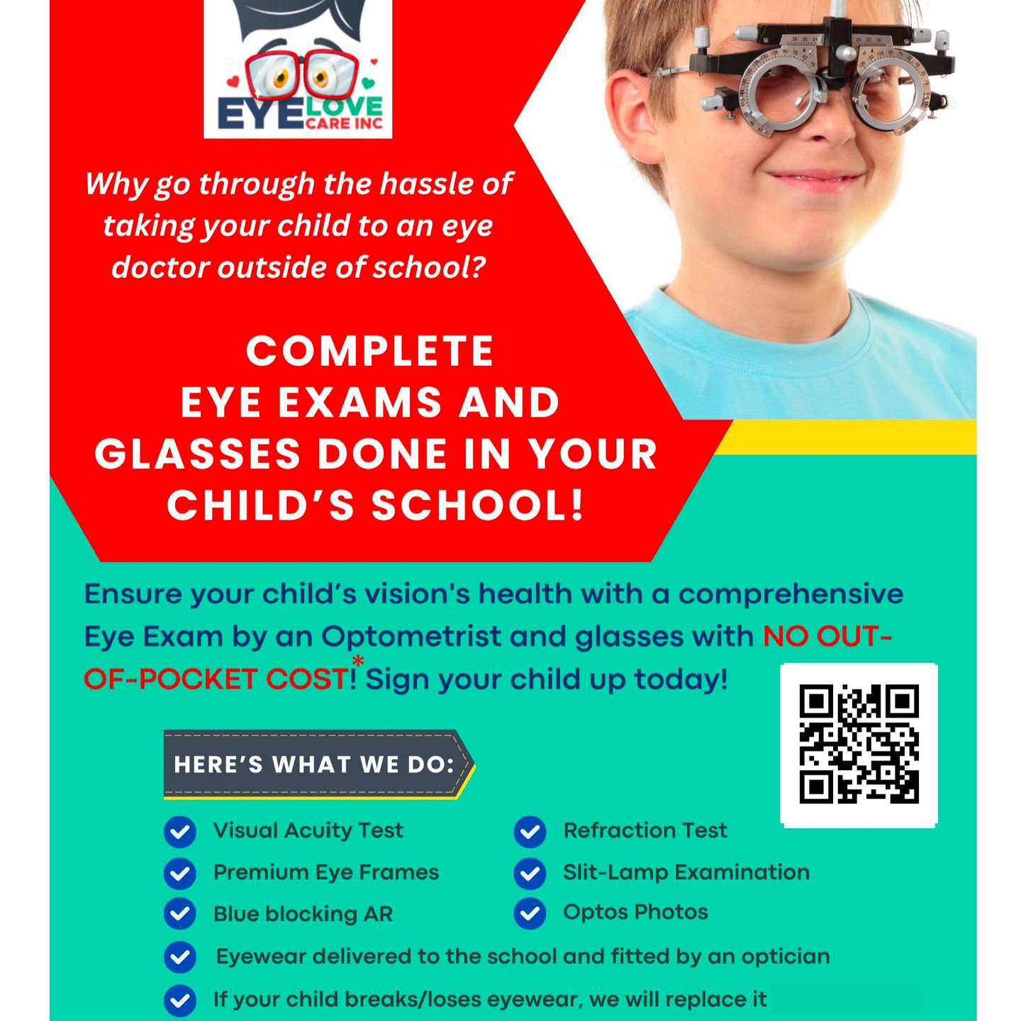 👓 Exams and Glasses at AXL Academy! We’re excited to offer on-site eye care for students March 16th through 20th. If your child has insurance, it will be billed. If not, it is covered by Eye Love Care!
✅ Sign up your child using one of the links below.
• English Intake Form: https://pdf.ac/3uAJqP
• Spanish Intake Form: https://pdf.ac/2re6Jf