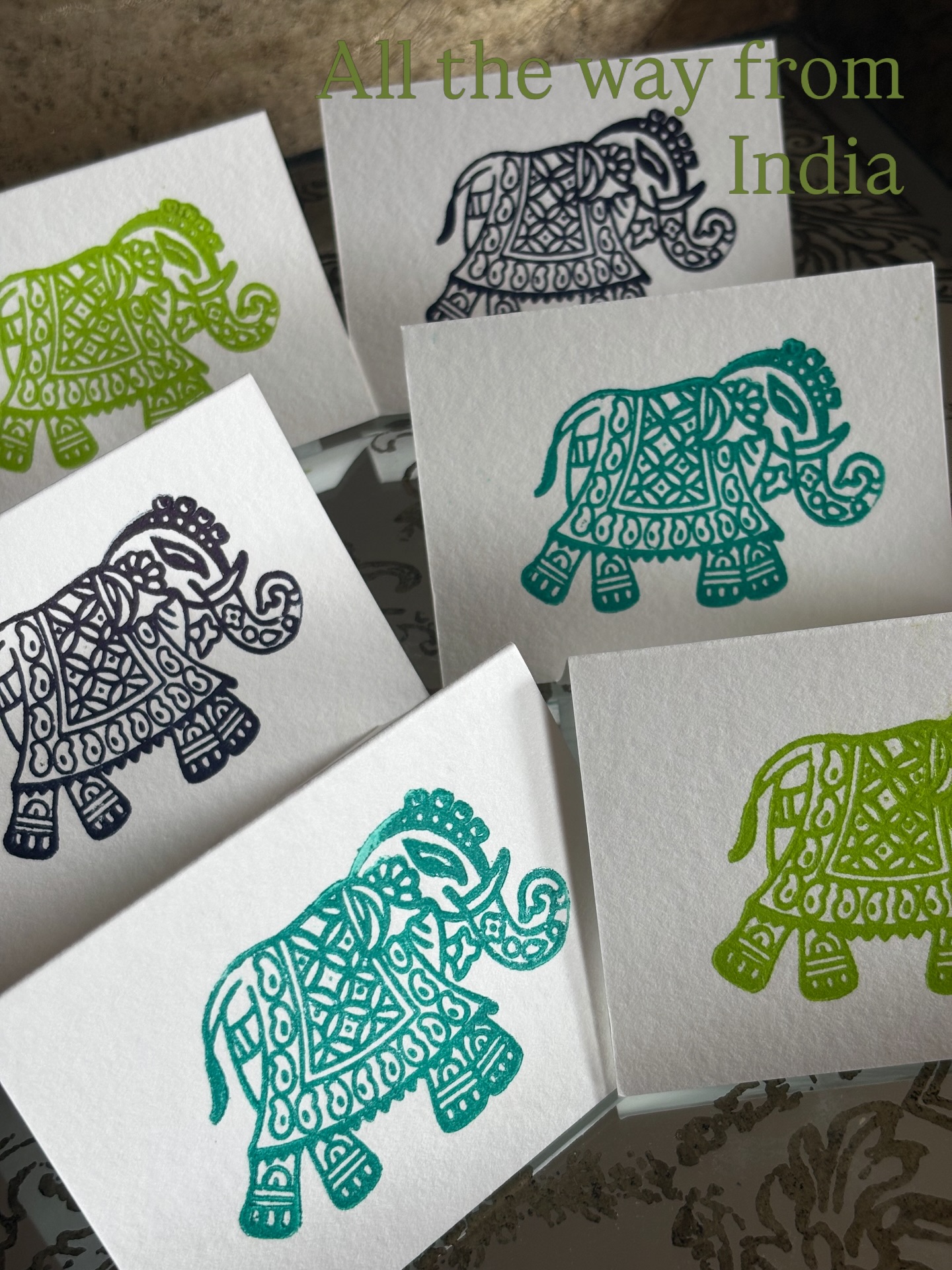On our last day of a fabulous holiday to Kerala, I had one hour for some shopping before heading to the airport. Amazingly, (or luckily as my number one assistant would say) we hadn’t seen a shop for two whole weeks.
There was so much choice but no design I really loved. When I said to the very eager shopkeeper that I just wanted an elephant, he replied “wait one minute”. He popped round to his friend next door and, less than a minute later, came back with the most perfect elephant.
And here it is. I’m so happy with it.