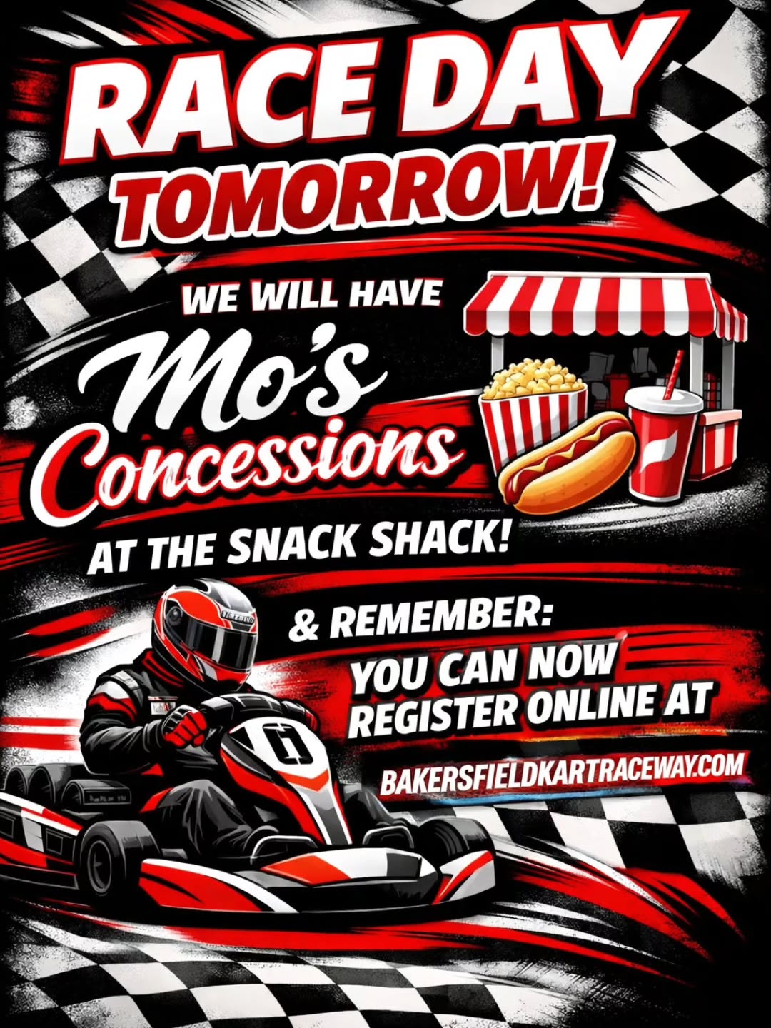 Save time, Register online at Bakersfieldkartraceway.com