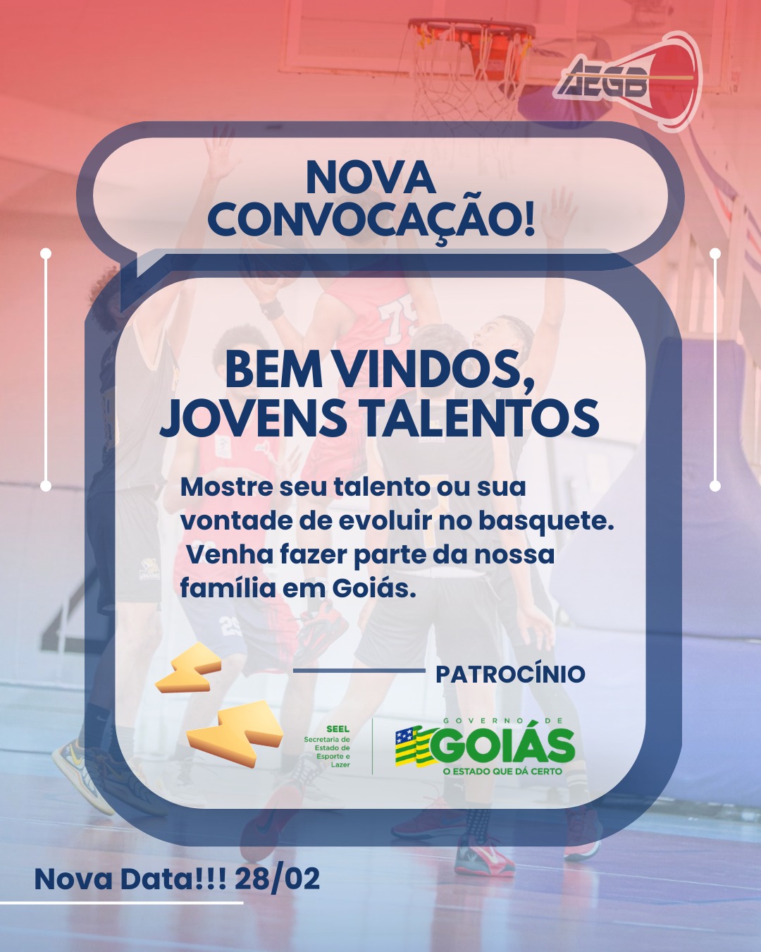 🏀🔥 SELETIVA DE JOGADORES 🔥
Neste sábado, 28/02, teremos seletiva para as categorias de base na Ginásio de Esportes da VILA BRASÍLIA.
Av. Anápolis, 754 - Vila Brasilia, Aparecida de Goiânia - GO.
📌 Horários por categoria:
Sub 15 —— 14:00 às 15:15
Sub 17 —— 15:30 às 16:45
Sub 19 —— 17:00 às 18:15
🏆 As equipes selecionadas irão representar o clube nos CBI – Campeonato Brasileiro Interclubes, uma das principais competições de base do país e em todas as competições do calendário esportivo local e regional!!
❗ Importante:
– Não é necessária inscrição prévia.
– Comparecer 30 minutos antes do horário da sua categoria.
– Levar documento de identidade.
– Estar com tênis de basquete.
É a oportunidade de fazer parte de um projeto competitivo em nível nacional. Nos vemos na quadra! 💪🔥
#basketball #basquete #basquetedebase #seletiva #ninguémparaquemnuncapara