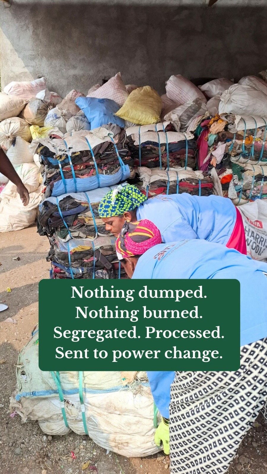 Nothing dumped. Nothing burned.
At Project Aamhi, waste doesn’t end in landfills — it begins a new journey. Through segregation and responsible processing, 11,511.3 kgs of village waste — including textile waste, fishing nets, micro-plastics, footwear and soft luggage — was diverted from dumpsites and sent for waste-to-energy recovery.
That means fossil fuels replaced, not extracted.
~19 tonnes of CO₂ emissions avoided.
When waste is managed at the grassroots, climate action becomes real.