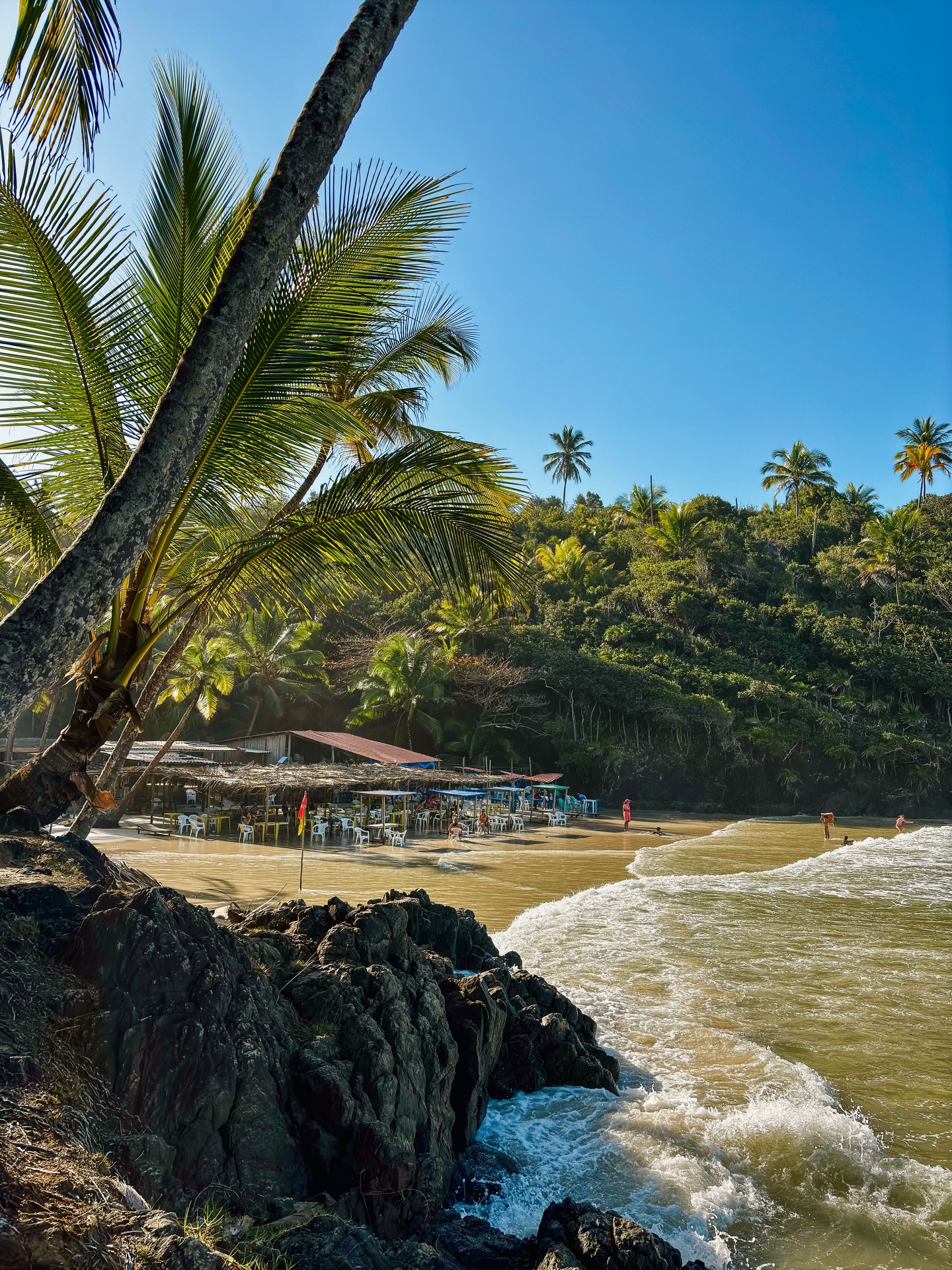 Você conhece a Praia do Havaizinho?
Localizada entre as praias rurais de Itacaré, o Havaizinho é um dos destinos mais procurados por quem quer explorar as trilhas da região. O acesso é feito pela famosa trilha das quatro praias, geralmente com o acompanhamento de um guia local ou agência de turismo, garantindo um passeio seguro e cheio de paisagens incríveis pelo caminho.
Não é difícil entender por que ela é uma das praias mais visitadas de Itacaré. O cenário impressiona: mar cristalino, coqueiros espalhados pela encosta e uma natureza preservada que transforma o lugar em um verdadeiro refúgio.
É o tipo de praia ideal para passar o dia com calma. Lá você encontra barracas de praia, boa estrutura para os visitantes e aquele visual que faz muita gente querer ficar mais tempo do que o planejado.
Quem já colocou o Havaizinho no roteiro de Itacaré?