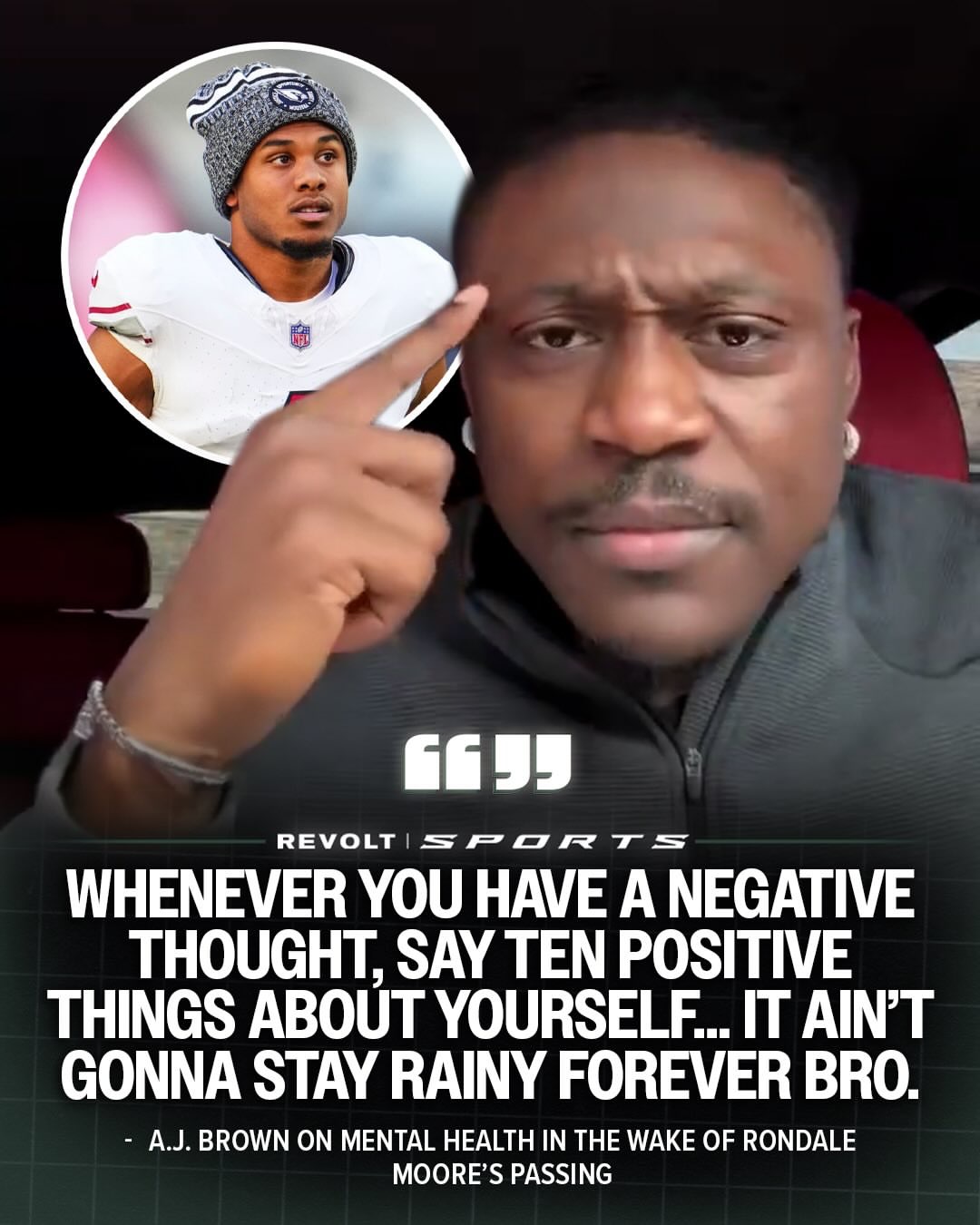 🔹SELF TALK🔹
Love this from AJ Brown.
One negative thought?
Hit it back with ten real things you know are true about yourself.
Your mind believes what you repeat.
So speak strength. Speak growth. Speak facts.
It’s not gonna stay rainy forever. 🌧️
Follow @findjoeflow for more mental game tips 🧠
• • •
#ajbrown #selftalk #positiveself #athletes #athletemindset