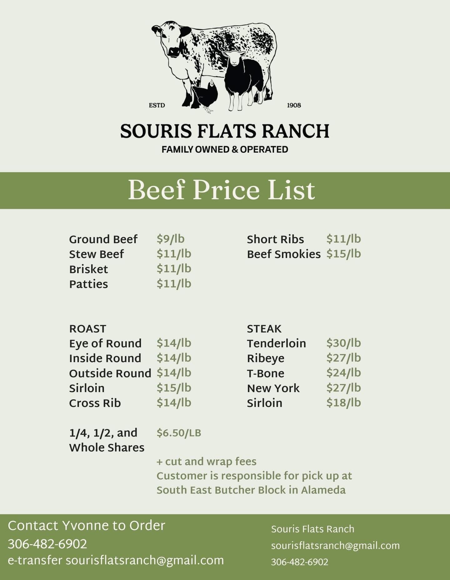 March 2, 2026 - new price list. We have two beef hanging at the local butcher shop right now. Can be cut and wrapped to your specifications.
Please text Yvonne to order or with any questions , my number is on the price list. South East Butcher Block Cooperative
. #SaskAg #canadianagriculture #farmgatemarket #regenerativeagriculture #speckleparkcattle SaskAg SaskatchewanFarms