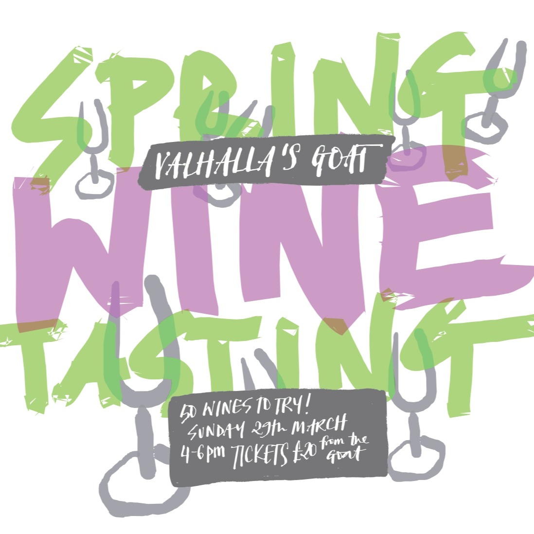 SOLD OUT!
Spring!🌱 Wine! 🍷 Tasting! 😝
That's right, it's spring, we checked. And we've not done a big tasting for ages, so we're going to do a big tasting.
WE'RE GOING TO DO A BIG WINE TASTING!
WINE TASTING 29/3 4-6pm
Studio 93
93 Garriochmill Road