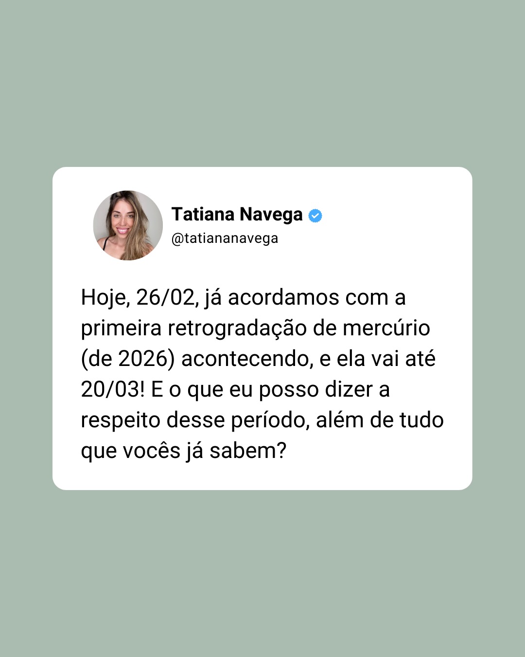 Hoje, 26/02, já acordamos com a primeira retrogradação de mercúrio (de 2026) acontecendo, e ela vai até 20/03! E o que eu posso dizer a respeito desse período, além de tudo que vocês já sabem?
Qualquer planeta em retrogradação é um ponteiro que volta no tempo, atrasando, segurando, bagunçando, mas também revisitando os assuntos pelos quais é responsável.
Mercúrio é a fala, o pensamento, a escrita, o deslocamento, então, nesses períodos de retrogradação, mal entendidos acontecem, mensagens não chegam (ou chegam distorcidas) ao destino, aparelhos eletrônicos apresentam defeito, meios de transporte pedem manutenção, o trânsito fica caótico.
É preciso ter atenção redobrada!
Mas para além disso, Mercúrio vai retrogradar de 22º a 8º de Peixes. Então, olhe para o seu Mapa Natal e imagine que você vive dentro dele. Ele é dividido em 12 partes, não é mesmo? Em 12 casas astrológicas e em cada uma delas você lida com determinados assuntos.
Na Casa 1: você cuida da sua imagem, do seu corpo, dos seus inícios. Na 2: administra o que te sustenta, dinheiro, alimentação. Na 3: aprende/ensina, faz viagens curtas, se relaciona com irmãos e parentes. Na 4: cuida do lar e da família.
Na 5: cria, brinca e sente os prazeres da vida. Na 6: trabalha, cuida da saúde, organiza hábitos e rotina. Na 7: forma casamentos, sociedades e parcerias. Na 8: lida com crises, desapega, faz profundas descobertas.
Na 9: expande horizontes, entra em contato com o estrangeiro, estudos superiores, filosofia e espiritualidade. Na 10: projeta sua carreira, busca status, reputação. Na 11: desenvolve amizades, lida com grupos, cultiva sonhos coletivos. Na 12: lida com o inconsciente e saúde mental.
Sendo assim, retrógrado em Peixes, Mercúrio vai afetar algum desses setores e você terá que “ir até lá”, para dar conta da confusão, dos atrasos, imprevistos, preocupações e revisões que ele vai causar!
Além do mais, Peixes é o “cantinho dos sonhos” do nosso mapa, onde imaginamos, projetamos a vida, para depois realizar. Suas idealizações relacionadas a área afetada podem estar clamando por atenção e revisão!
Vamos nessa? Com quais assuntos você vai ter que lidar?