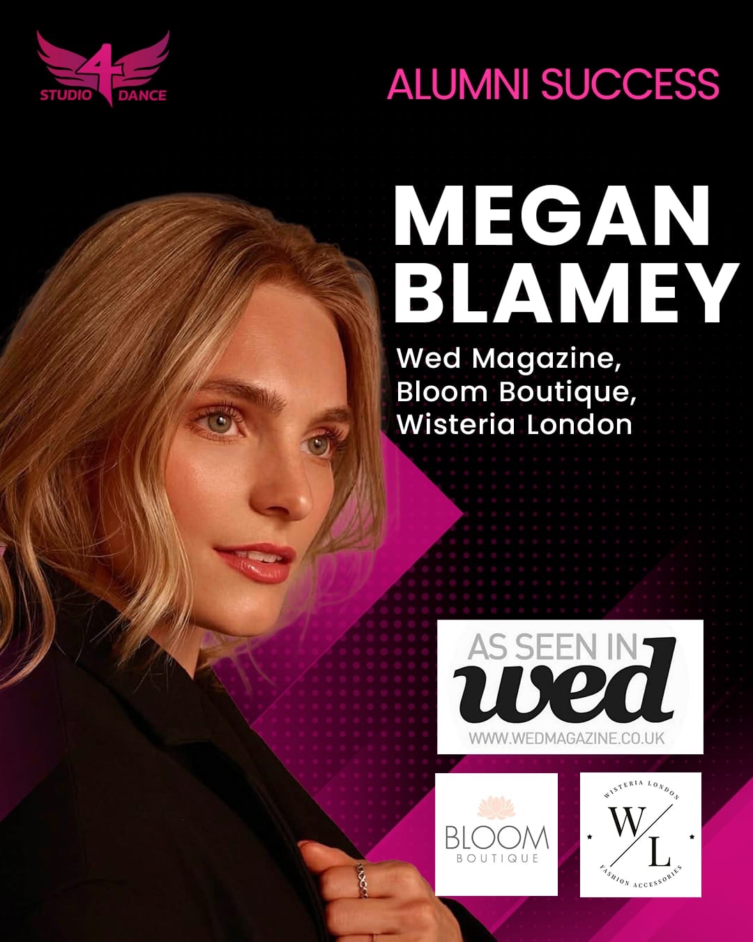 CELEBRATING MEGAN BLAMEY ✨
After leaving Cornwall @megblamey began studying her degree in Musical Theatre at the Wilkes Academy and is in her graduating year.
Although still in training there are so many amazing things this incredible young woman has already achieved and we couldn’t be prouder!
As well as being an aspiring performer, Megan has completed numerous modelling shoots and has even been featured in Wed Magazine.
Not only that, Meg ran the 2024 London Marathon to raise money for the amazing @brainresearchuk a charity close to her heart, what a superstar!
Meg, you are wonderful, you will always be a part of our family and we trust beautiful things are waiting for you post graduation. We’ll be cheering for you every step of the way and can’t wait too see you spread those wings ❤️
#STUDIO4ACADEMY #comingsoon
