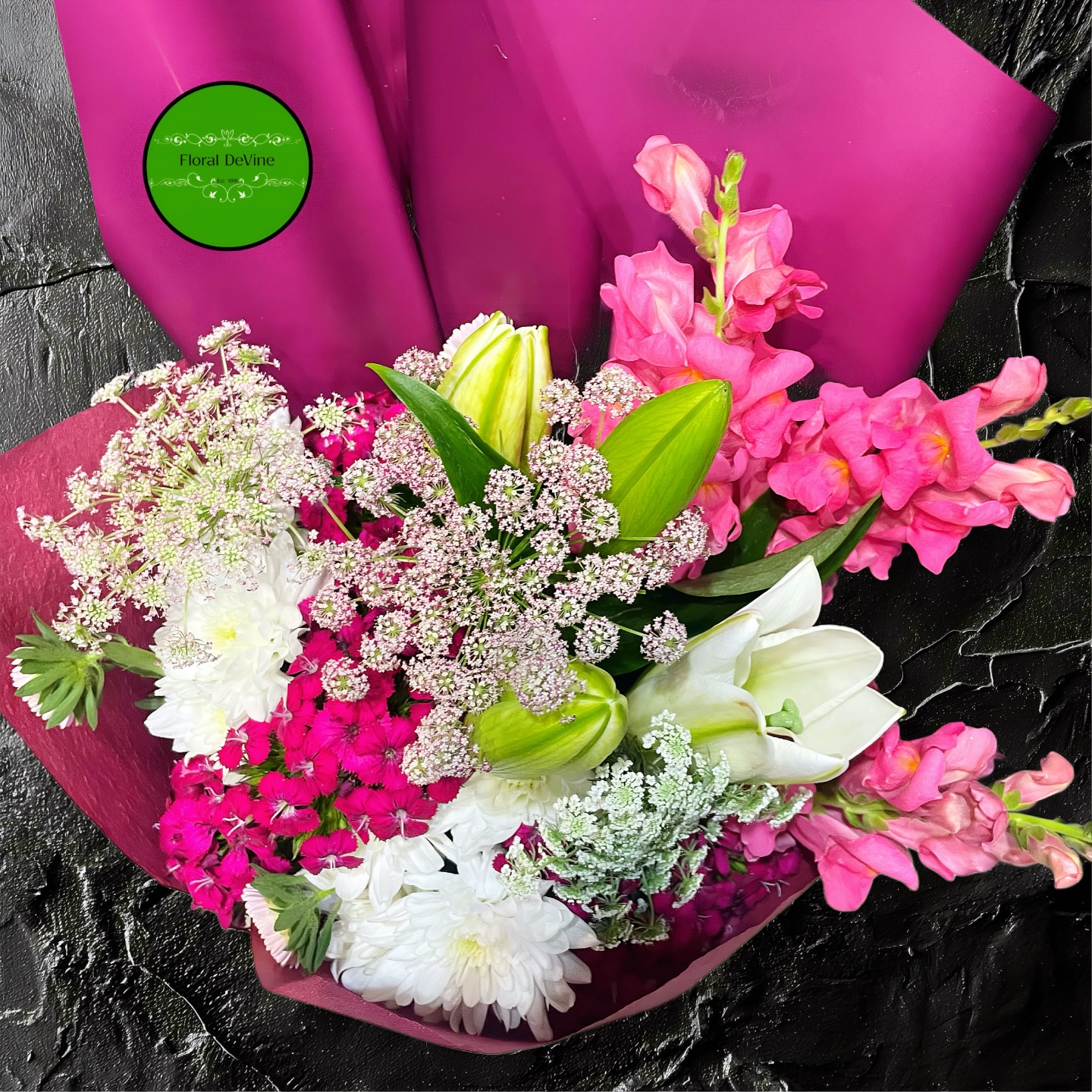 Even on the cloudiest days, a bouquet of pink and white flowers from us can bring a smile! 🌷💖 How do you add a little color to your day? #BloomsOfJoy #flowerlove #huntershillflorist #rydeflorist #instaflowerlovers