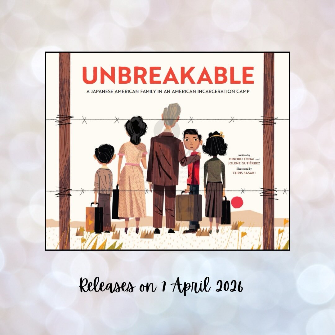 “Unbreakable: A Japanese American Family in an American Incarceration Camp” by Minoru Tonai and Jolene Gutiérrez, with illustrations by Chris Sasaki, tells the true story of a family torn apart during World War II.
In 1941, Minoru Tonai’s father is suddenly accused of spying. When Pearl Harbor is attacked weeks later, he is arrested and taken away. Left behind, Min’s mother struggles to keep their business alive, but fear and prejudice drive customers away. Soon, the family is forced from their home and sent to a temporary detention centre, where they are made to live in a converted horse stall behind barbed wires. Months later, they are relocated again, this time to the Granada Relocation Centre in Colorado, where they endure harsh, cramped conditions for years. Eventually, Min’s father is permitted to rejoin them, but it takes even longer before the family can finally return home.
The powerful writing lays bare the injustice faced by Japanese American families, while the haunting illustrations invite readers to witness their pain, resilience, and quiet strength.
A must-read for Grades 2 and above.
Book releases on 7 April 2026.
#mitrasuggests #readlikeawolfeats #kidlit #picturebook #unbreakable