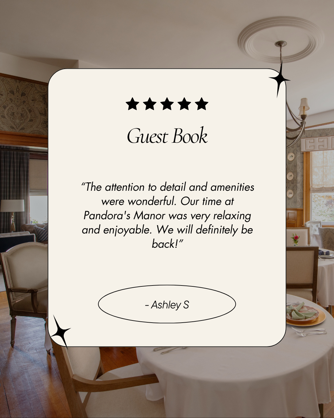 The key to unforgettable stays? Just ask our guests at Pandoraâs Manor! đď¸ â
â
âThe attention to detail and amenities were wonderful. Our time at Pandora's Manor was very relaxing and enjoyable. We will definitely be back!â - Ashley Sâ
â
#visithp #explorenc #boutiqueinn