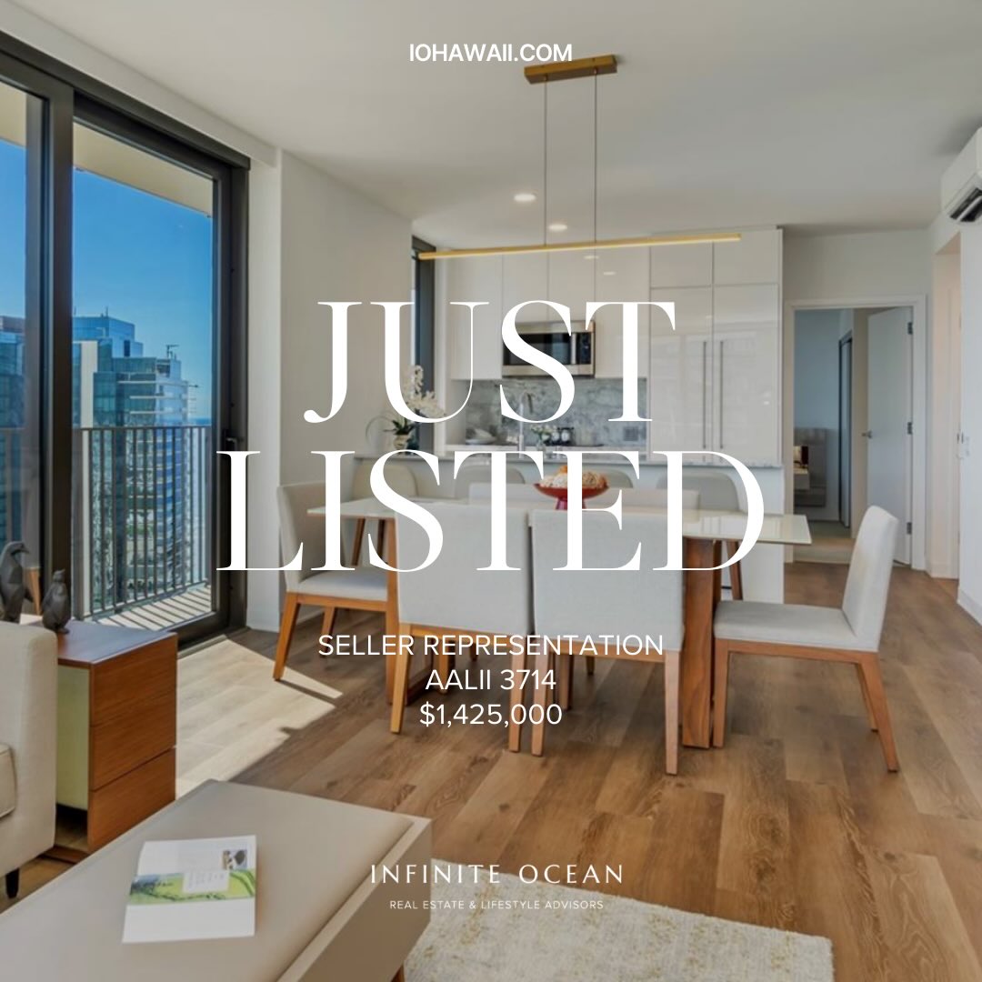 Aalii 3714
2 bed | 2 bath | 1 parking
Offered at $1,425,000
Welcome to Aalii 3714 in Ward Village, offering sweeping ocean and mountain views from a high floor. This fully furnished corner 2-bedroom, 2-bath residence includes a spacious 127-square-foot lanai, two parking stalls, a private storage room (35sq ft), an additional storage locker, and a dedicated EV charger. Built by Solomon Cordwell Buenz, with interiors by Lauren Rottet, the home features abundant natural light, enhanced privacy, and floor-to-ceiling windows framing ocean and mountain views. The complete Howard Hughes furniture package, refined modern finishes, Bosch appliances, and seamless indoor-outdoor flow create a sophisticated, move-in-ready living experience. Residents enjoy a rooftop sky deck, lap pool, fitness center, theater, guest suites, BBQ areas, and access to Whole Foods. Ideally located near Ala Moana Beach Park, shopping, and dining, this residence is perfect as a primary home, vacation retreat, or investment opportunity.
Listed by Ryan Tooley
RS-86261
Your trusted Ward Village experts
Contact in bio
#wardvillage #aalii #honolulucondos #hawaiiluxury