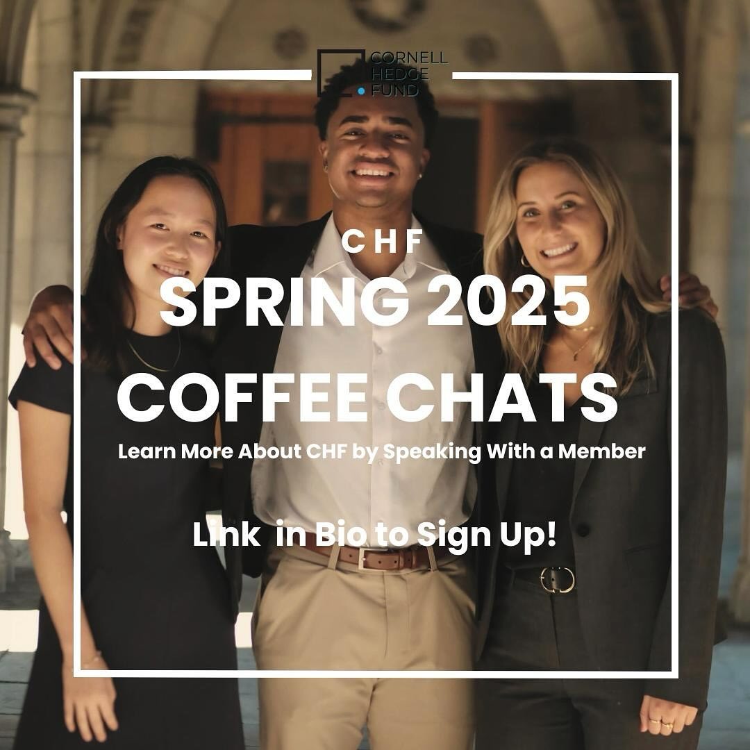 Our Spring 2025 Coffee Chats are now open! If you’re curious about the Cornell Hedge Fund Club, use the link in our bio to sign up and connect with one of our members. We can’t wait to meet you!