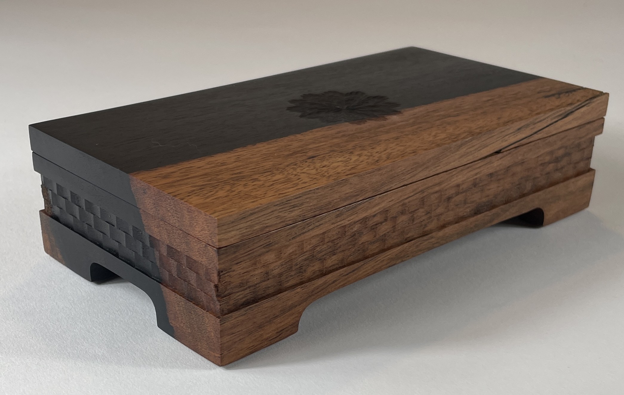 Black Ebony Jewelry Box, size 4" X 7.5" finished with tung oil. Designed mainly for ring & earrings and other small pieces. Other than cutting the top off with a band saw and drilling some pilot holes this box was made entirely on our Rose Engine lathe.
#bc #woodwork #ornamentalturning
#roseenginelathe #penderisland