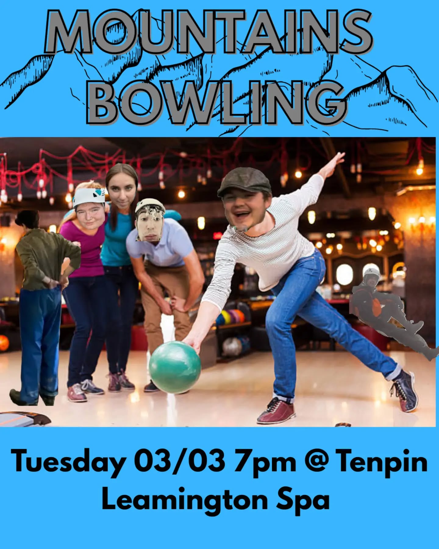 HELLO ALL!!!!
This Tuesdat we are Bowling at 7pm at Tenpin Leamington Spa. Half price bowling and drinks. Be there or be square!