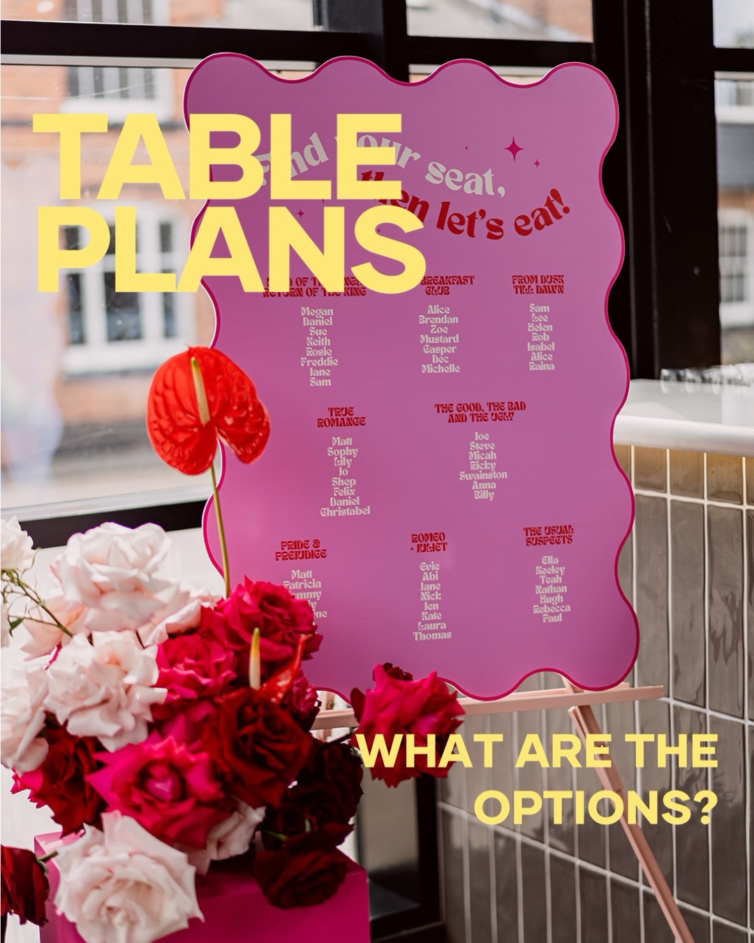 Let’s talk Table Plans / Seating Charts / whatever you want to call them…
Commonly one of the more stressful elements of wedding planning, deciding where to seat everyone can be a bit of a headache 🫨
Make the stress worth it + have a table plan that you absolutely love. Like one of these from me 💁🏽♀️