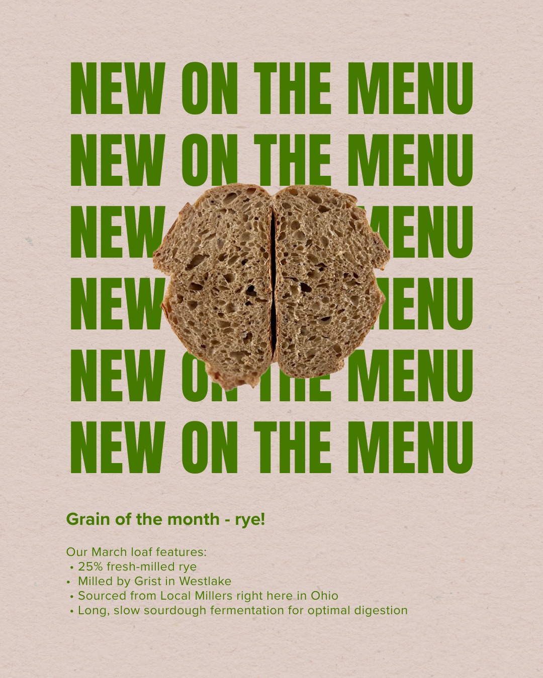 A new month means new menu items! Here is what we have for you this month:
🌾🥖 Twenty-five rye loaf - fresh-milled Midwest rye sourced from @localmillers and milled by @grist_neo
🍀☕ Irish coffee scone - homemade Irish cream makes this guy a must-try
🍫🍫 Double chocolate & mint muffin - chocolate on chocolate with a hint of mint to break through the richness
🌀🍞 Cinnamon swirl soft sandwich loaf - your new weekend French toast obsession
The window to order for next Friday's pick up in Olmsted Township or Valley City opens today at 10am! Head over to www.hotplate.com/doughmamas.cle to secure your goods 😎
#supportlocalcle #clevelandbaker #clevelandbakery #sourdoughcleveland #olmstedfallsohio