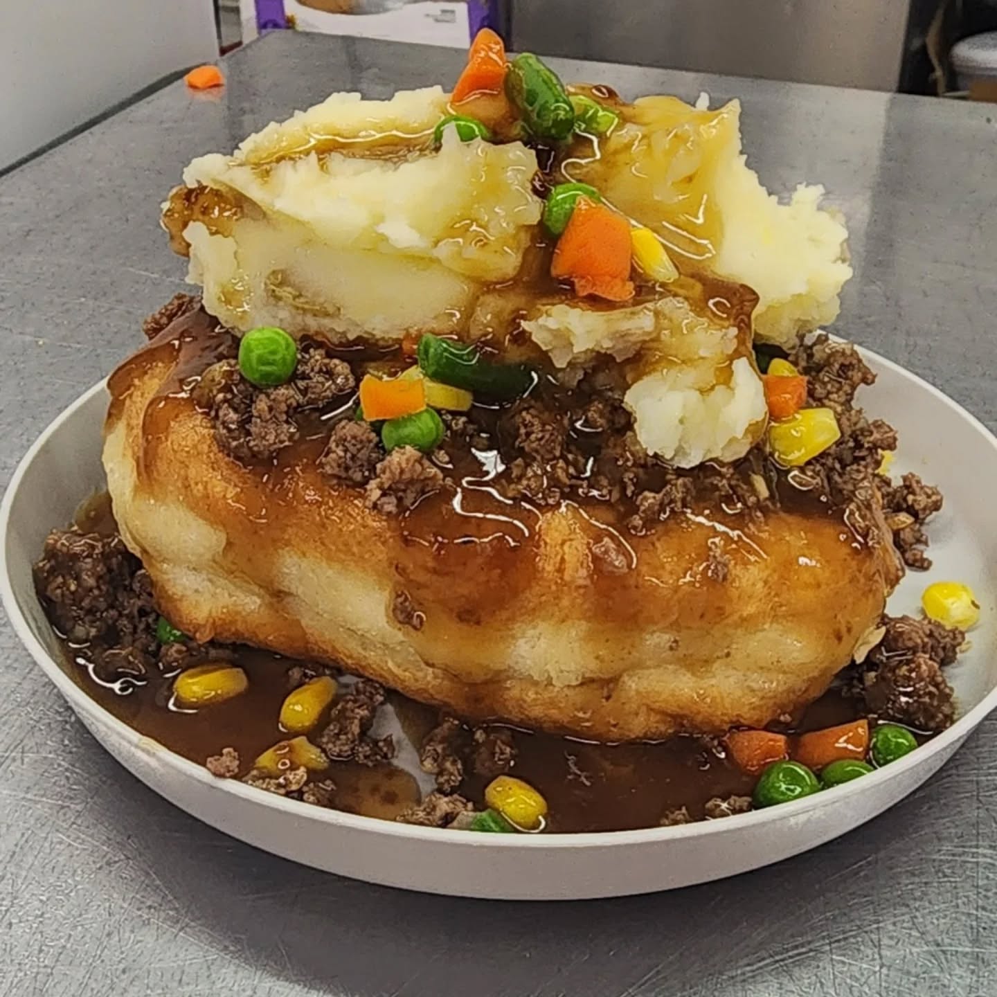 Shepherd Pie on a Bannock.