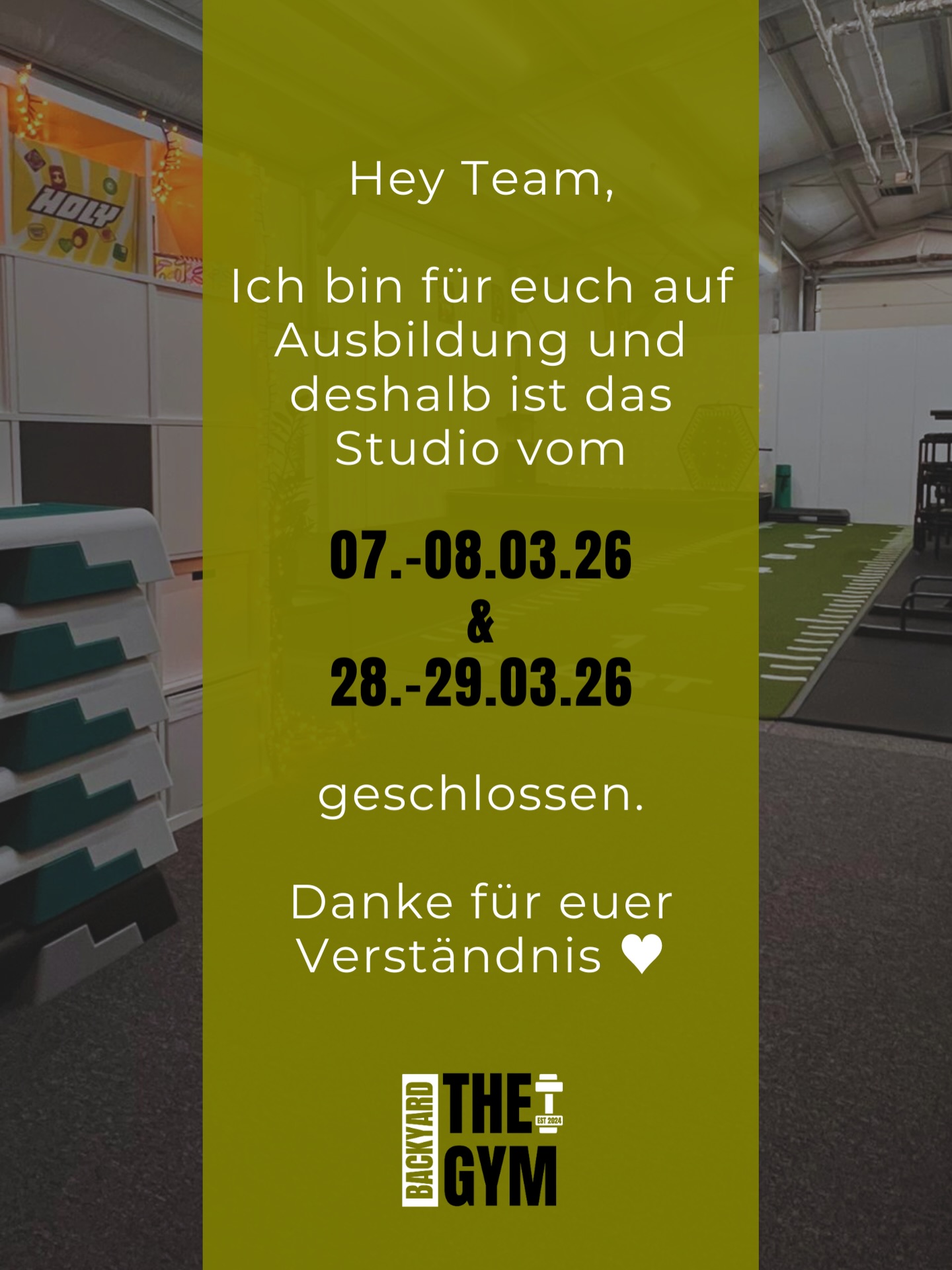 Kurze Studio-Pause – für frischen Kurs-Input! 💥
An zwei Wochenenden im März bleibt das Studio geschlossen, weil ich selbst auf @lesmillsgermany Kursausbildung bin und neue Programme für unseren Kursplan lerne 😍
07.–08.03. → BodyPump Ausbildung 🏋🏼♀️
28.–29.03. → BodyBalance Ausbildung 🧘🏼♀️
Das bedeutet für euch:
Noch mehr Trainingsvielfalt, neue Kursenergie und frischer Input für unsere gemeinsamen Workouts. 🔥
Danke für euer Verständnis, dass das Studio an diesen Tagen geschlossen bleibt – ich freue mich jetzt schon riesig darauf, die neuen Kurse bald mit euch zu feiern! 💛
#lesmills#instructor#ausbildung#weekend #thebackyardgymsaar