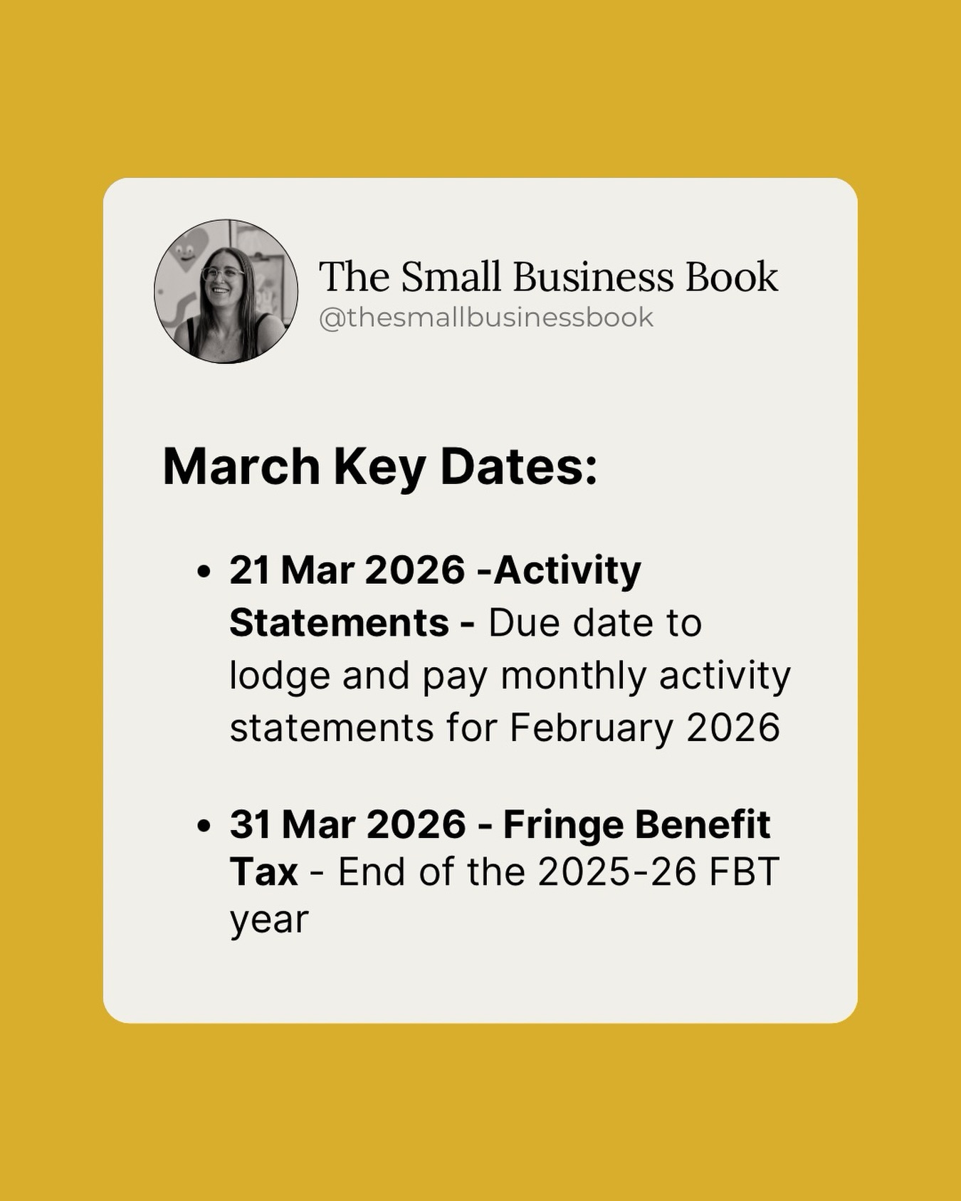 Mark your calendars and set reminders for these upcoming deadlines - you know those deadlines that just keep coming 😅
Save this post and don't forget to follow us for more key information to keep your business in check 🤓
.
.
.
#smallbusinesssupport
#perthbookkeeper
#perthaccountant
#WAbookkeeper
#WAaccountant