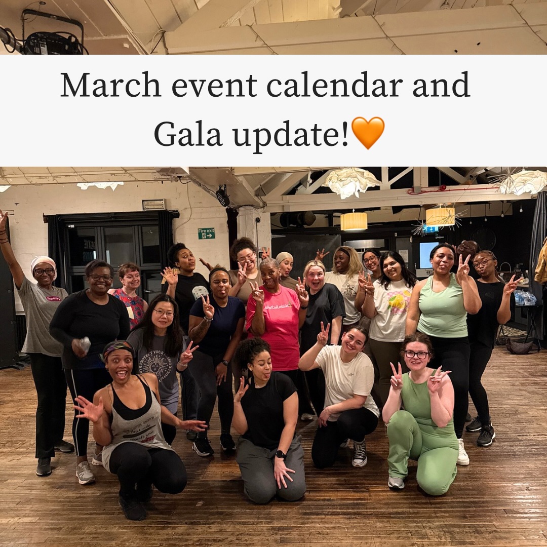 March is here, and so is our updated events calendar for this month (ft. an update on this years gala location😍)
Thank you to everyone who’s helped us choose this years gala venue! City Rooms was the overall winner due to its central location. Now to pick a date… we’re looking at Friday 6th November from 6:30pm ish or Saturday 7th November 6:30pm ish - let us know if you have a preference!☺️
Ticket updates:
✨ film only tickets left for our International Women’s Day event (DM to book - open to existing members)
✨ step session 1 - sold out, waiting list open on eventbrite (open to new & existing members)
✨ step session 2 - booking opens 2 weeks before on eventbrite (open to new & existing members)
✨ danceathon tickets out now on eventbrite (open to new & existing members)