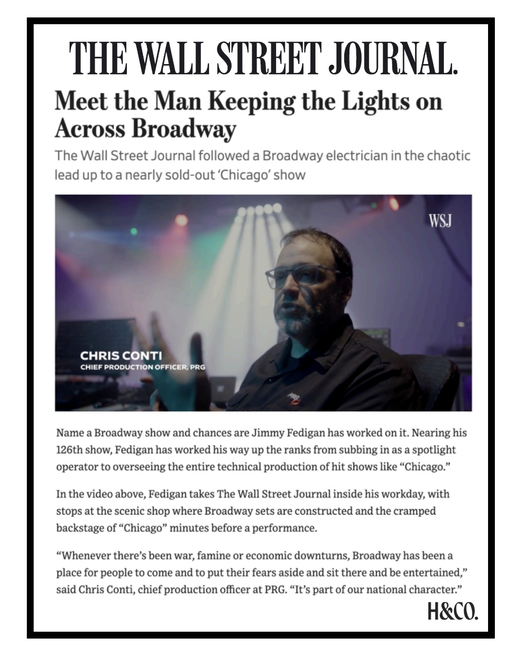 Behind every spotlight is a team that keeps Broadway shining ✨
Check out this feature in The Wall Street Journal highlighting the talent & technical expertise powering Broadway's biggest shows, with @prg.north.america team at the forefront. From the scenic shop to backstage minutes before curtain, PRG is keeping the lights on - literally.