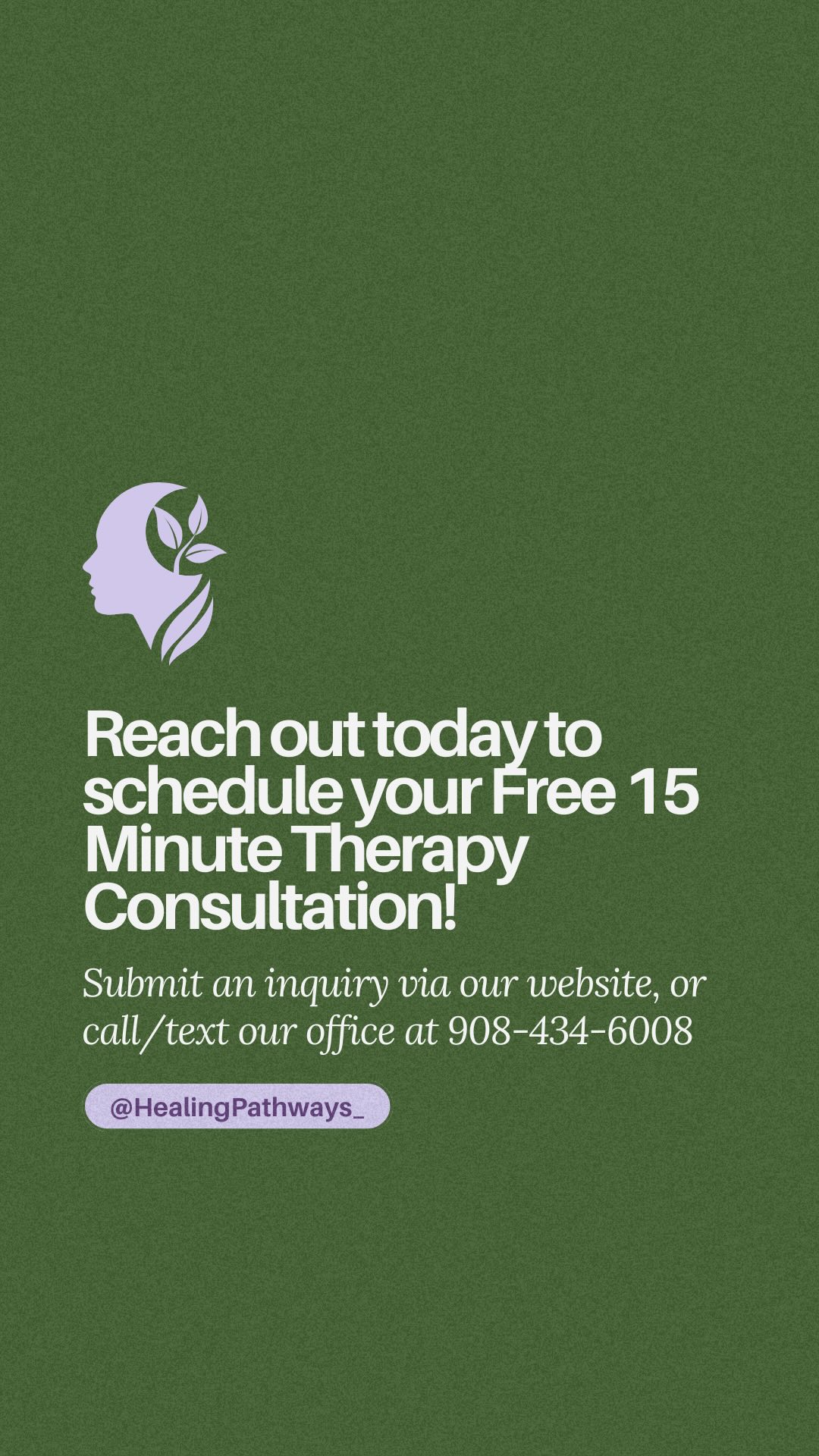 Victoria Russell LAC is accepting new clients! Reach out today to schedule a free therapy consult with her to see if working with her may be good fit for your needs 🌱
Submit an inquiry via our website, or text call our office at 908-434-6008 🍃
#traumacounselling #EMDR #njtherapy