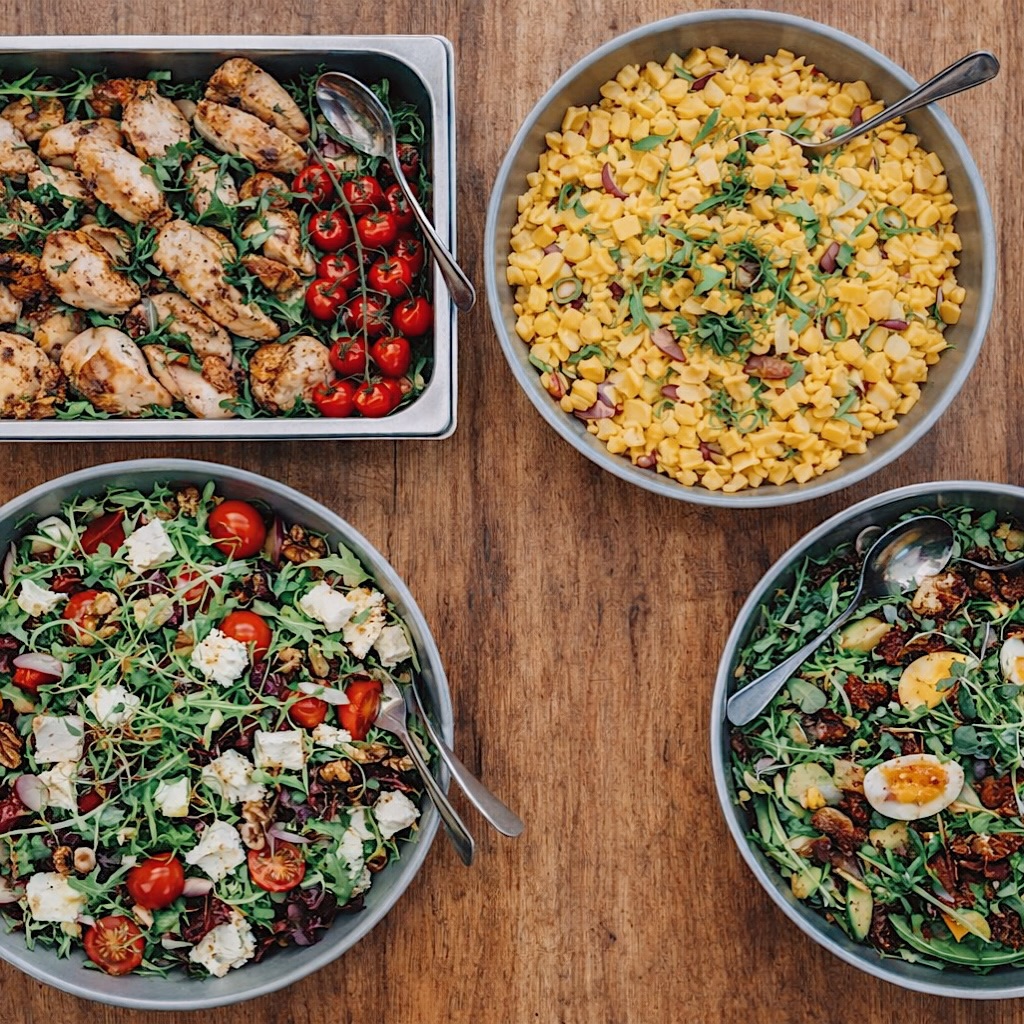 LunchbuffĂ© pĂ„ kontoret?đŽ
â BBQ-grillad kyckling pĂ„ frisk ruccolabĂ€dd med rostade tomater
â FrĂ€sch sallad med krĂ€migt Ă€gg & krispigt bacon (eller helt vegetarisk)
â KrĂ€mig curry-mango pastasallad med mild hetta
â Klassisk potatissallad med örter
â Tunnskivad mör rostbiff med grönt
Nybakat surdegsbröd, smör.
Enkelt. Generöst. VĂ€ldigt gott âïž
#morrisandbens #företagscatering #göteborg