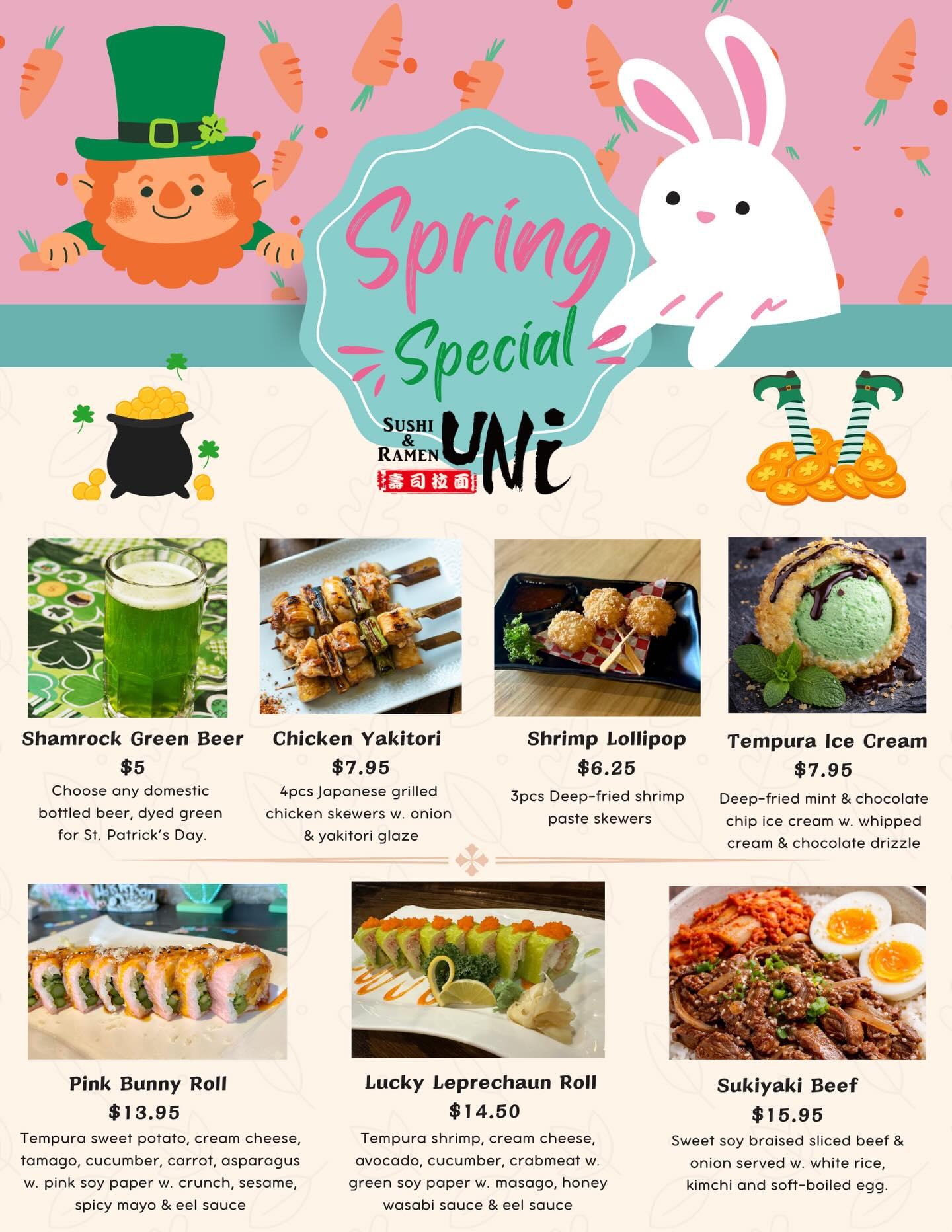 🌸 Spring Specials are here!
Celebrate the season with us.
#unisushiramen