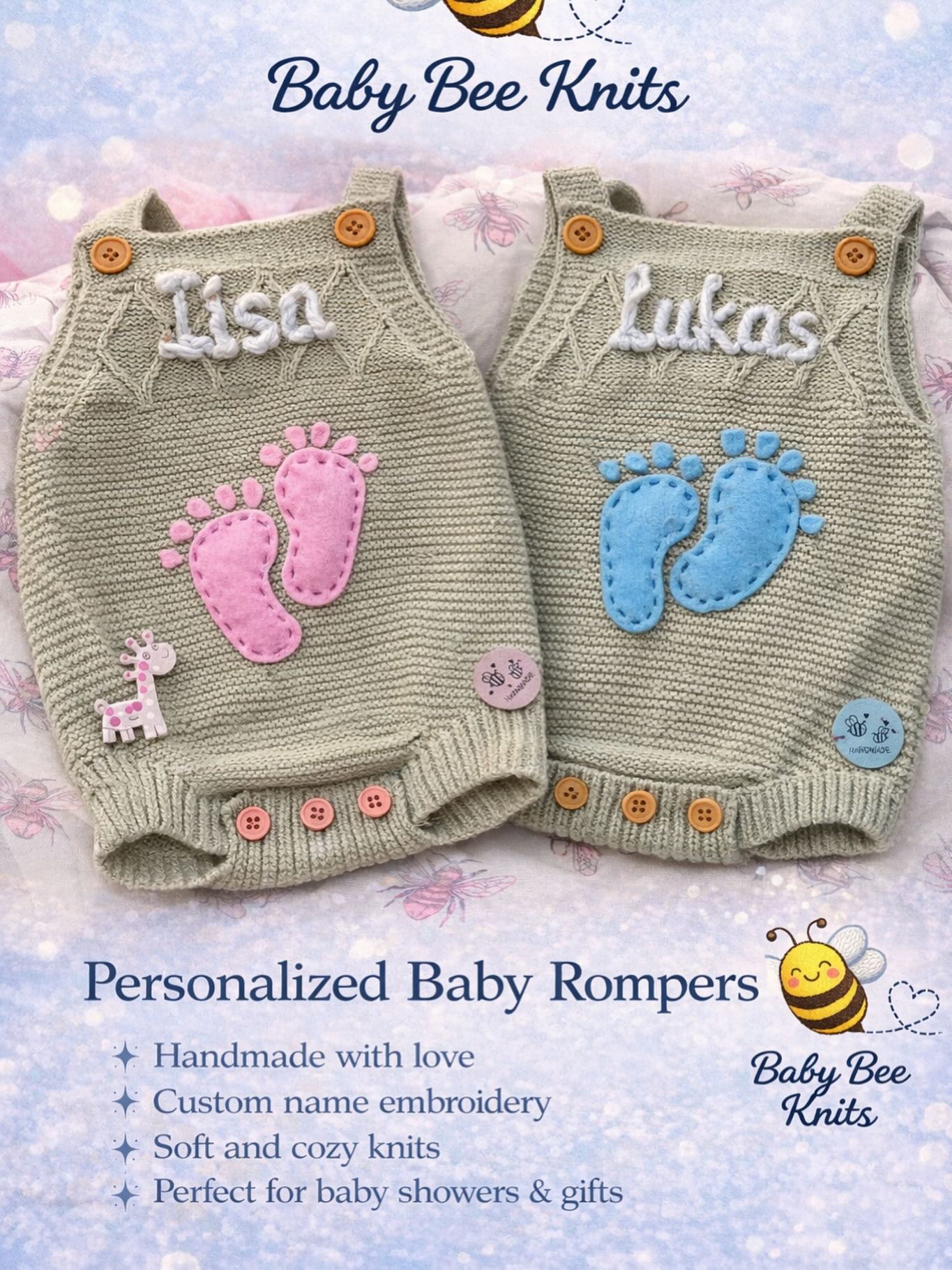Which one would you choose for your baby – pink or blue? 💗💙
✨ Tiny outfits, big love ✨
Personalized baby rompers with your little one’s name 🤍
Handmade with care and designed to make every moment special.
Perfect for:
💝 Baby showers
📸 First photos
🎁 Unique newborn gifts
Every piece is made to order and customized just for your baby.
🐝 Baby Bee Knits
#babyromper #personalizedbaby #babyclothes #babyfashion #babygift